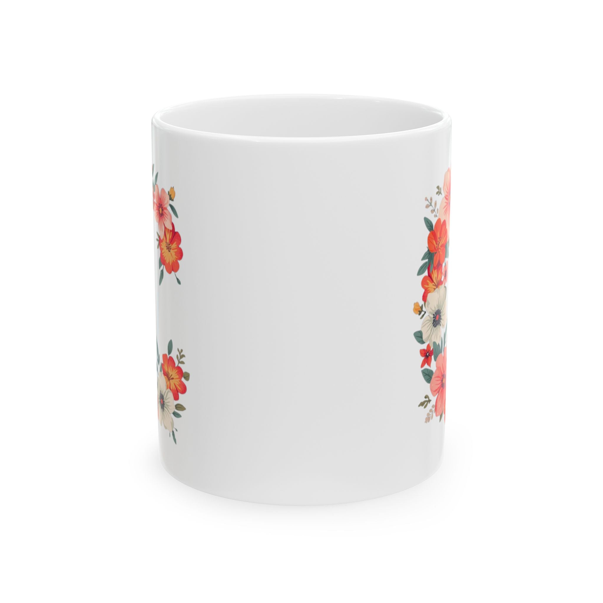 Floral Letter C Ceramic Coffee Mug  (11oz & 15oz)