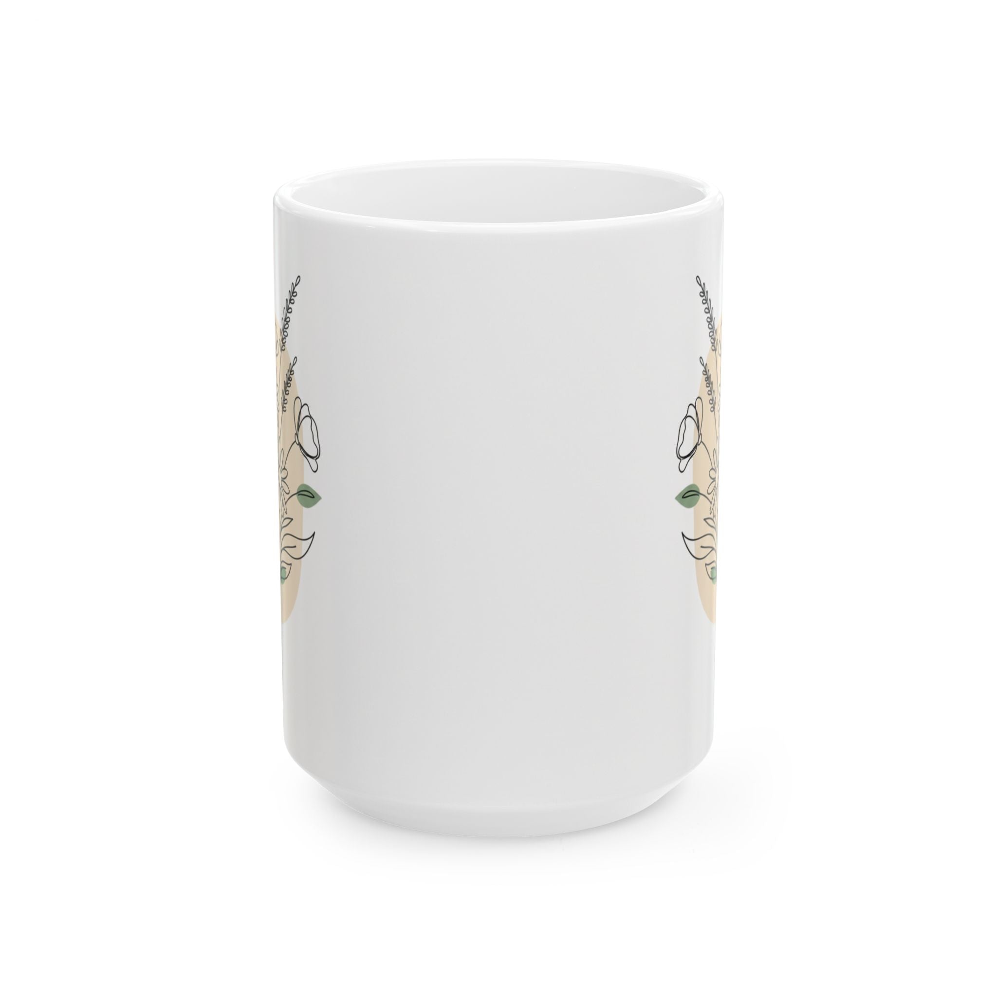 Floral Line Art Arrangement Ceramic Coffee Mug (11oz, 15oz)