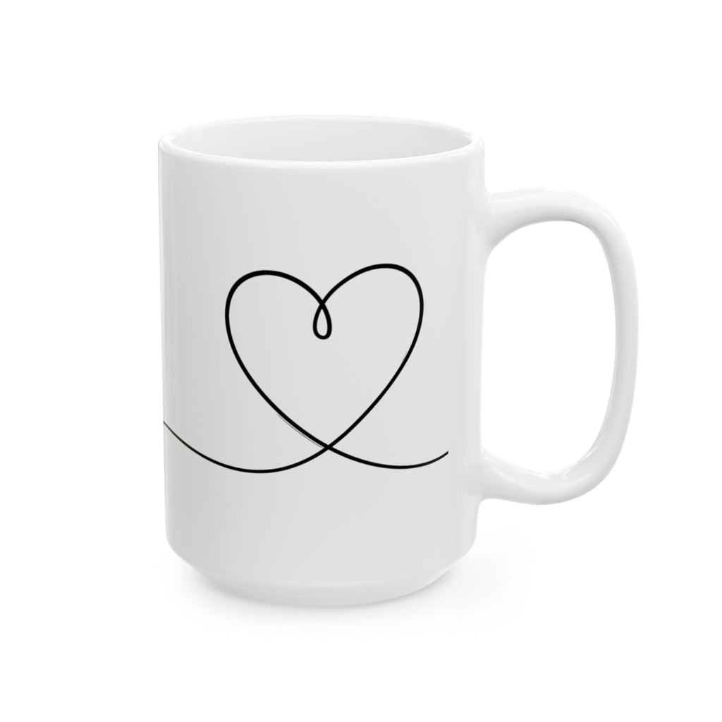 Minimal Heart Line Art Ceramic Coffee Mug (11oz, 15oz)