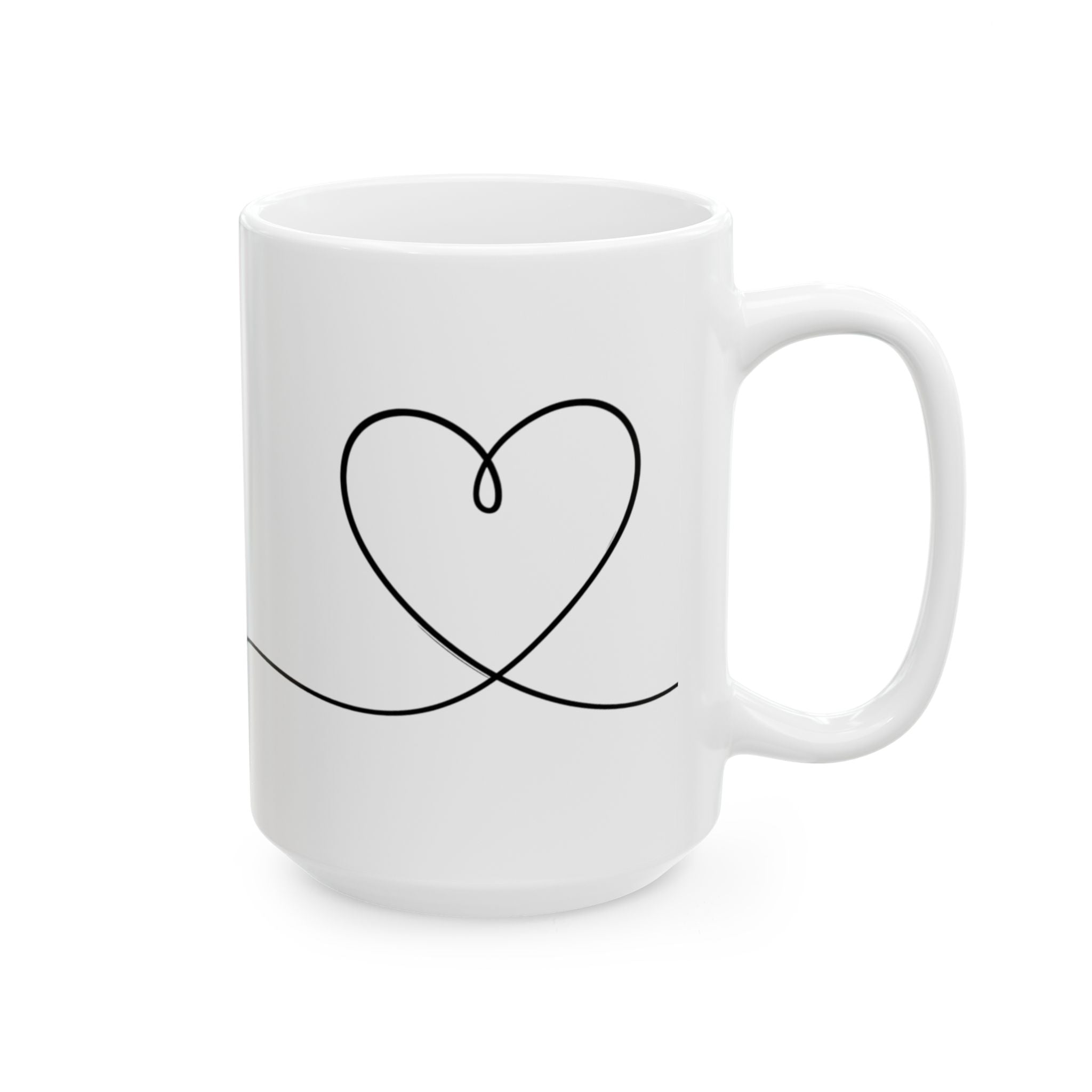 Minimal Heart Line Art Ceramic Coffee Mug (11oz, 15oz)