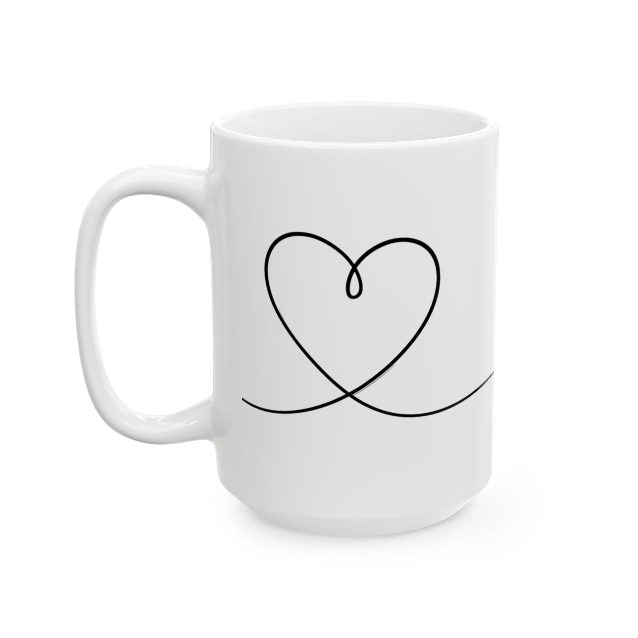 Minimal Heart Line Art Ceramic Coffee Mug (11oz, 15oz)