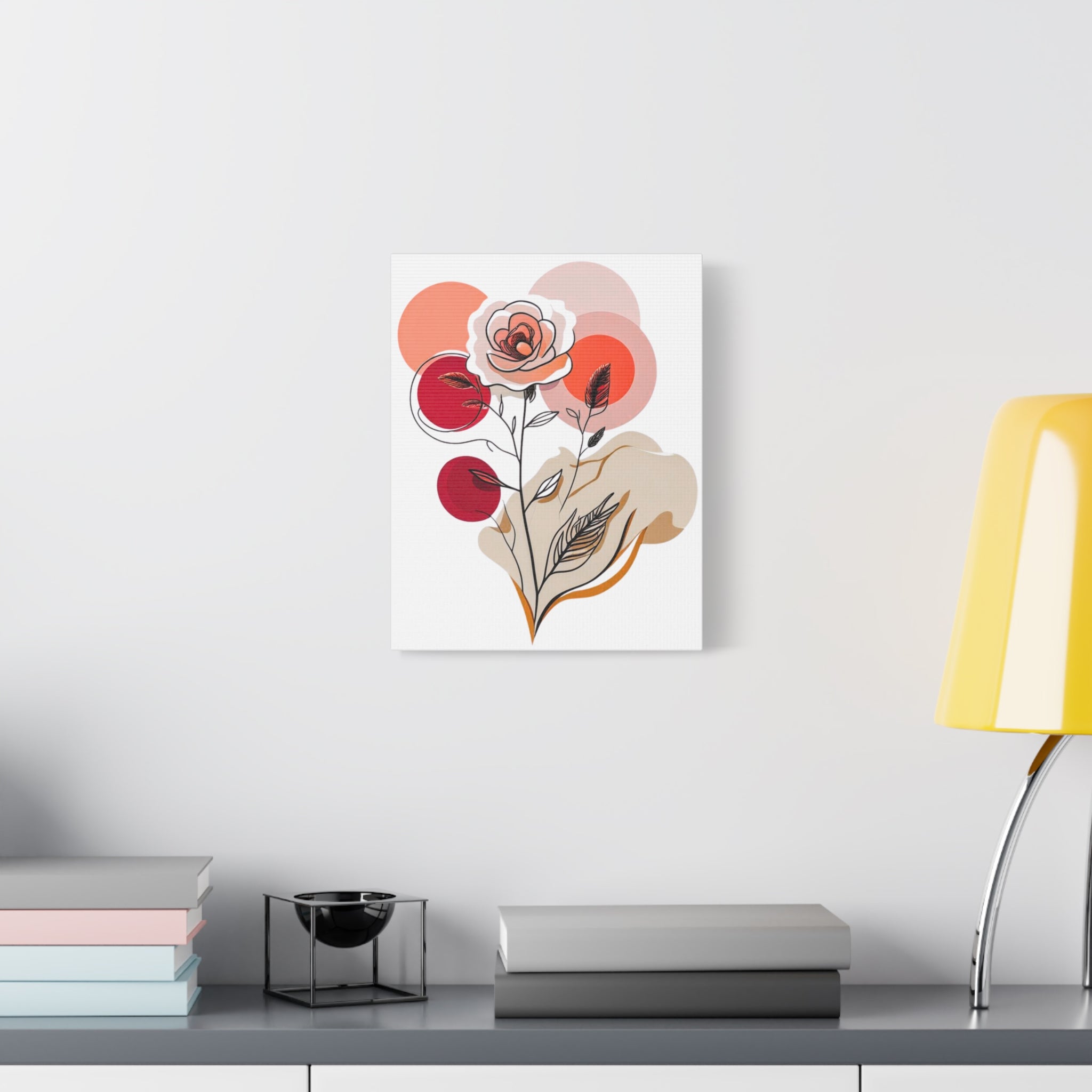 Orange Modern Abstract Floral Canvas Wall Art