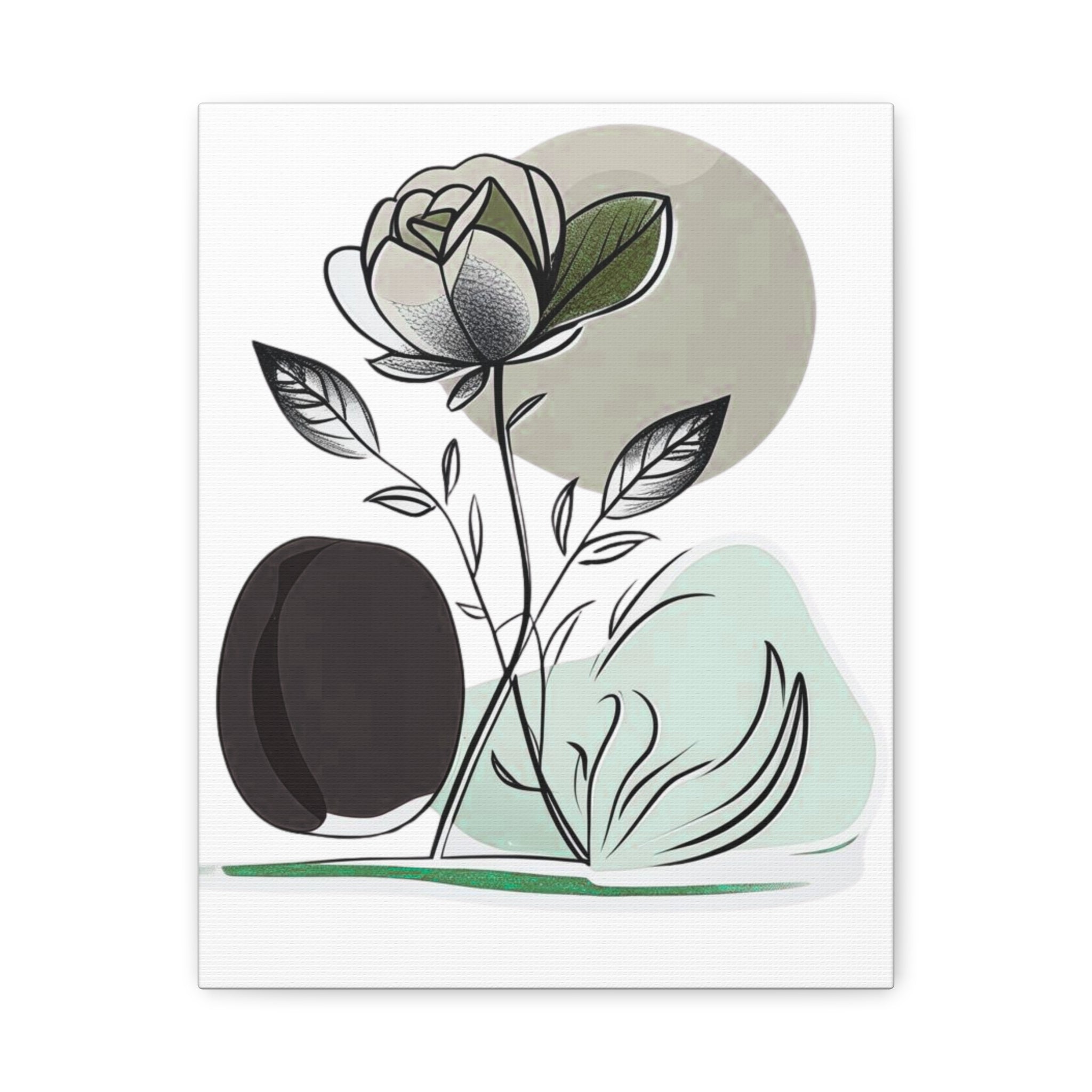 Dark Brown Abstract Floral Wall Art Canvas