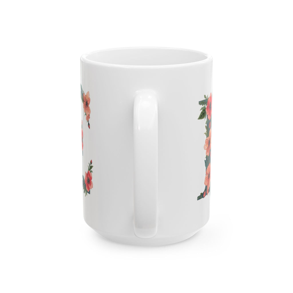 Floral Letter E Ceramic Coffee Mug  (11oz & 15oz)