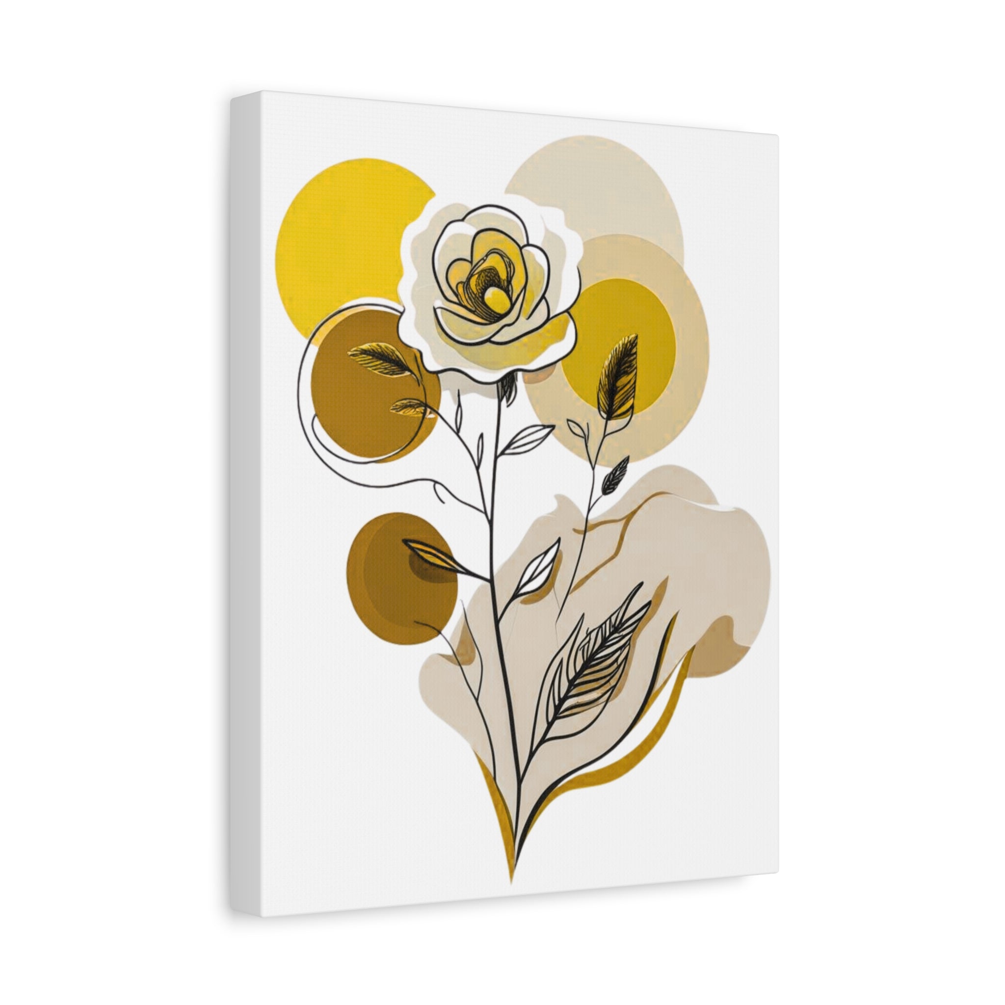 Yellow Abstract Floral Wall Art Canvas