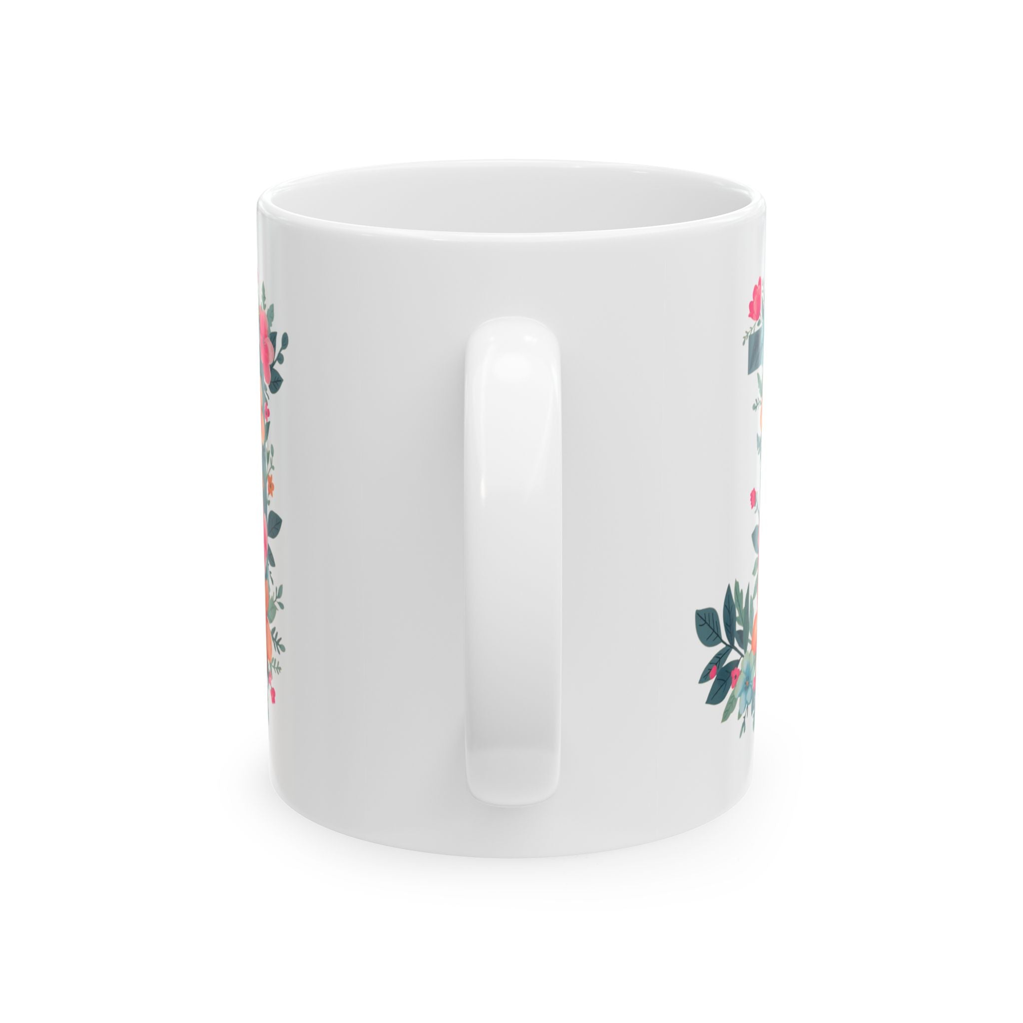Floral Letter J Ceramic Coffee Mug (11oz, 15oz)