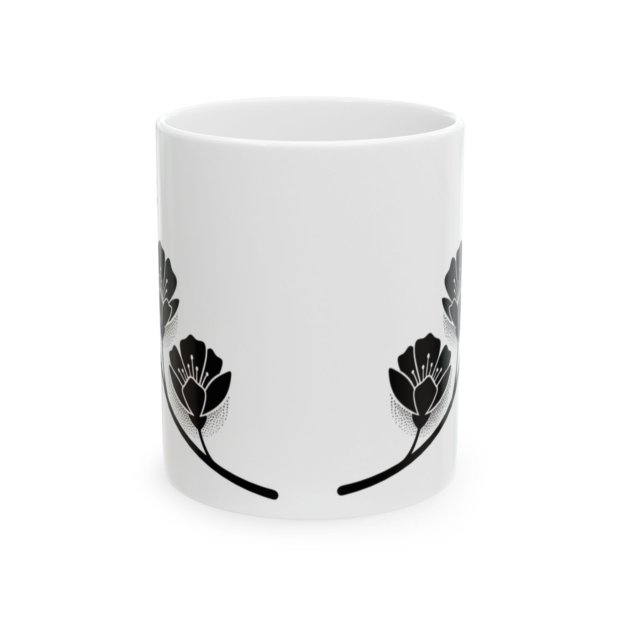 Minimal Black Flower Ceramic Coffee Mug (11oz & 15oz)