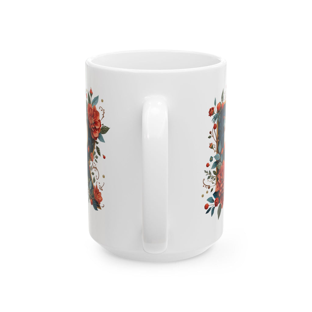 Floral Letter R Ceramic Mug 11oz/15oz
