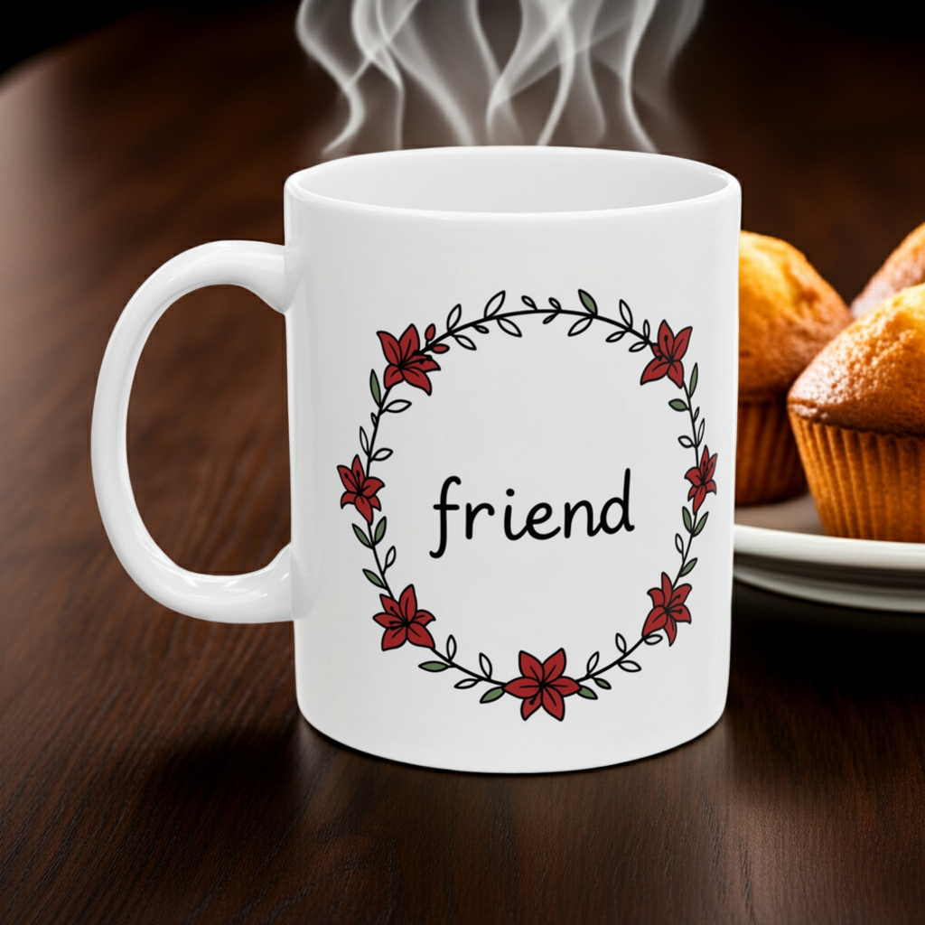 Friendly Floral Vine Ceramic Mug, (11oz, 15oz)