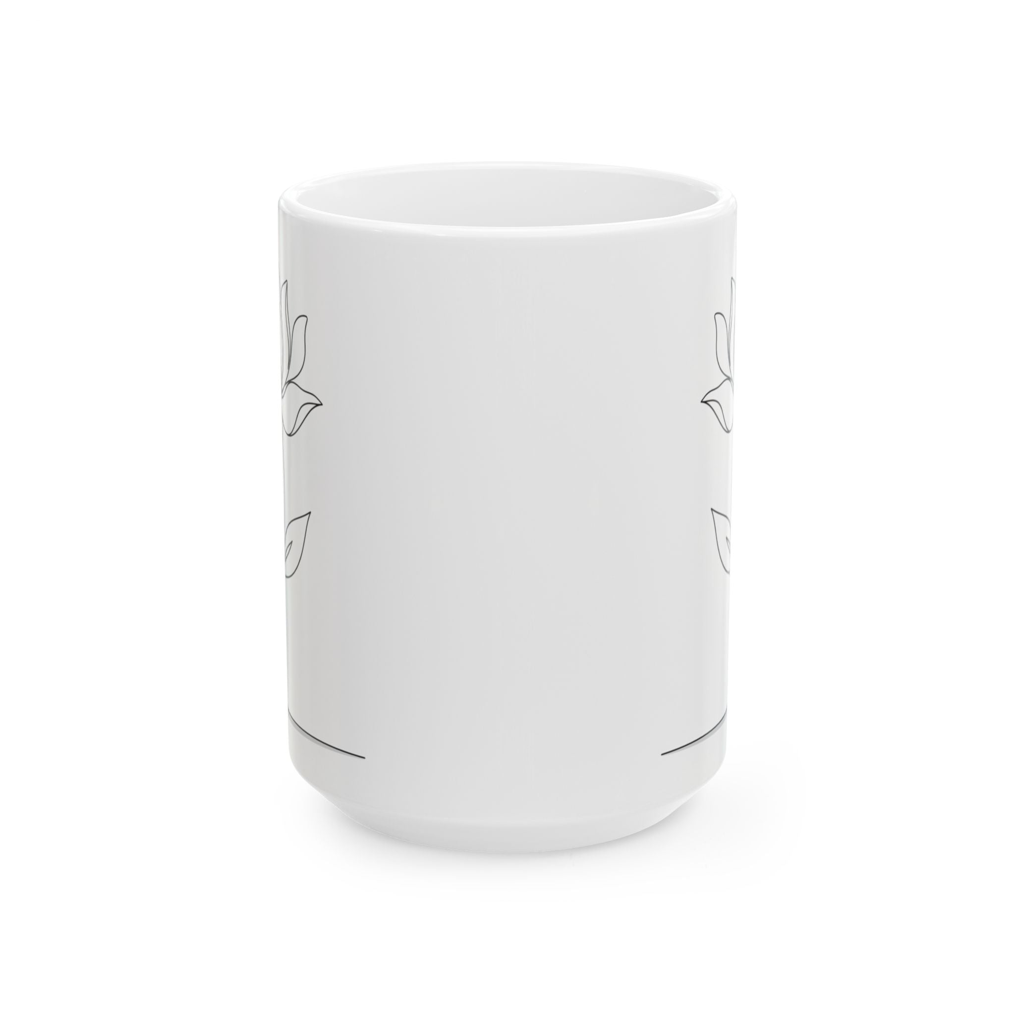 Minimal Line Art Floral Ceramic Coffee Mug (11oz/15oz)