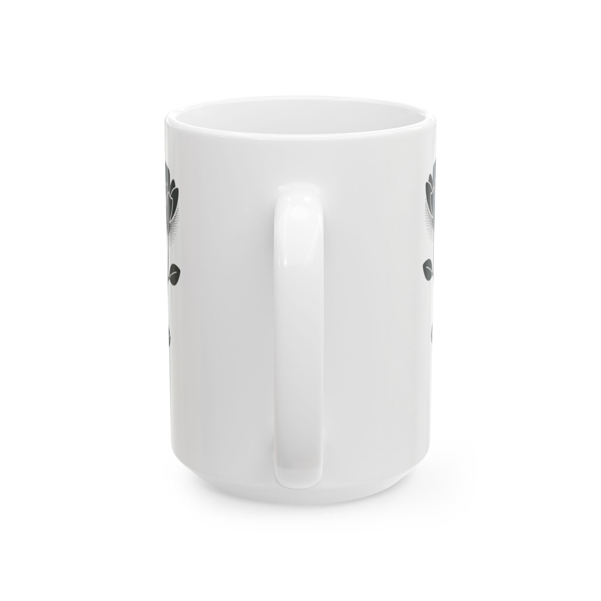 Minimal Black Flower Ceramic Coffee Mug (11oz & 15oz)