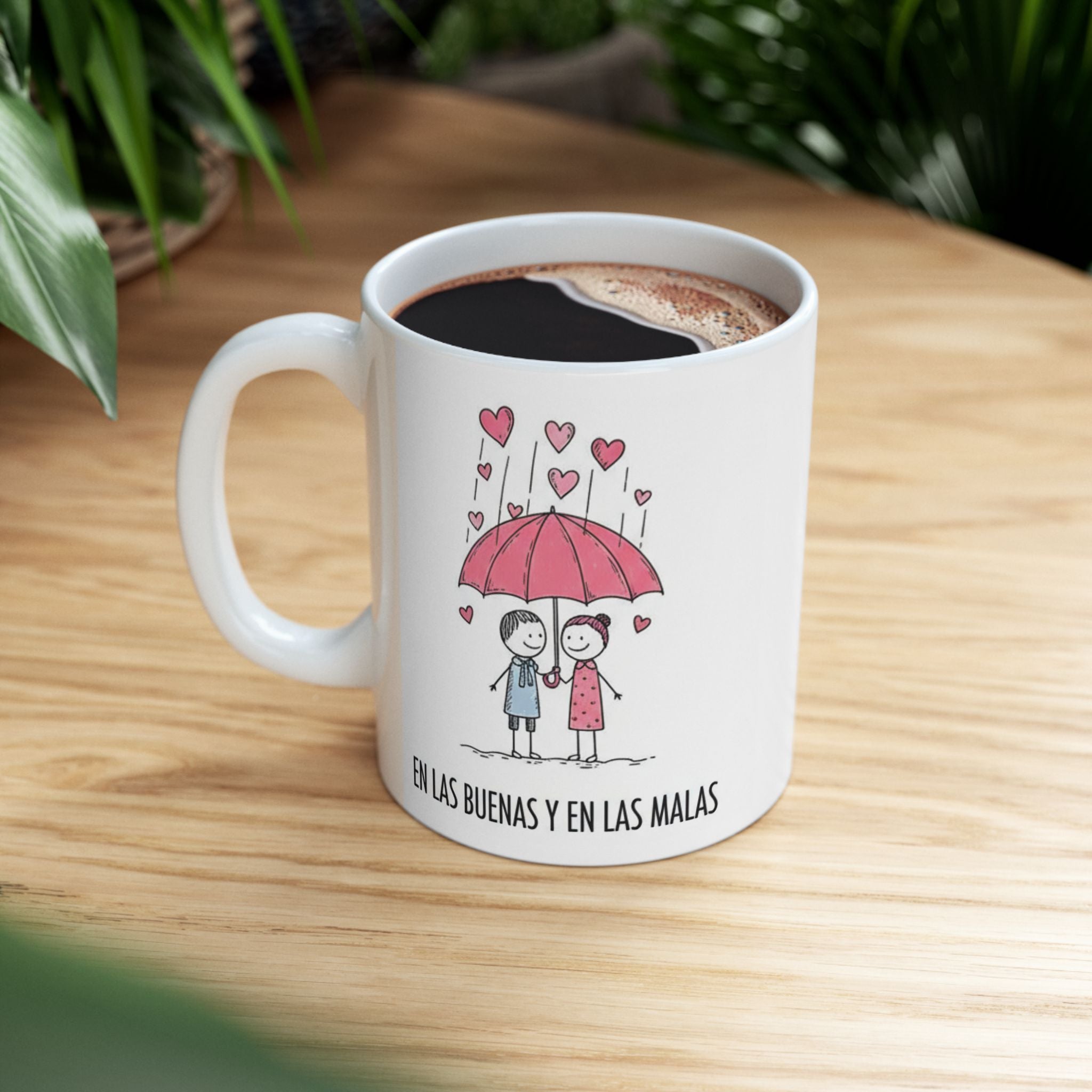 Romantic Couple Ceramic Coffee Mug in Spanish (11oz/15oz)