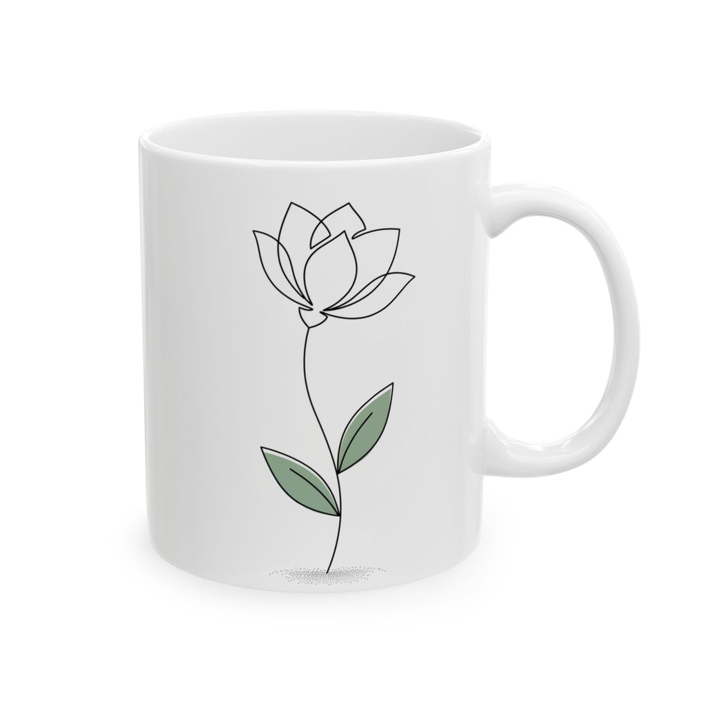 Floral Line Art Ceramic Coffee Mug-lotus (11oz & 15oz)