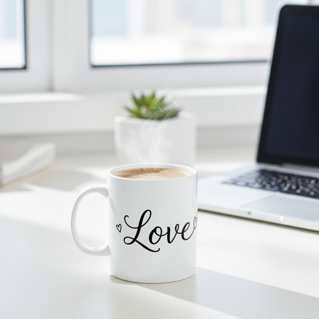 Minimal Love text Ceramic Coffee Mug (11oz & 15oz)