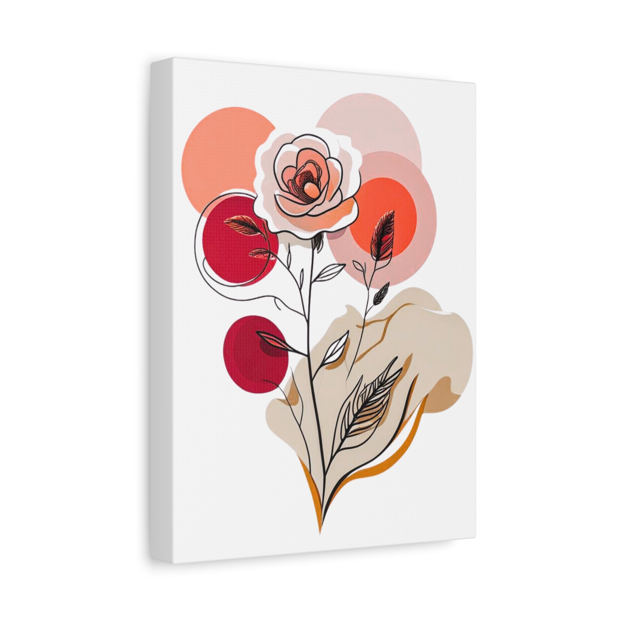 Orange Modern Abstract Floral Canvas Wall Art