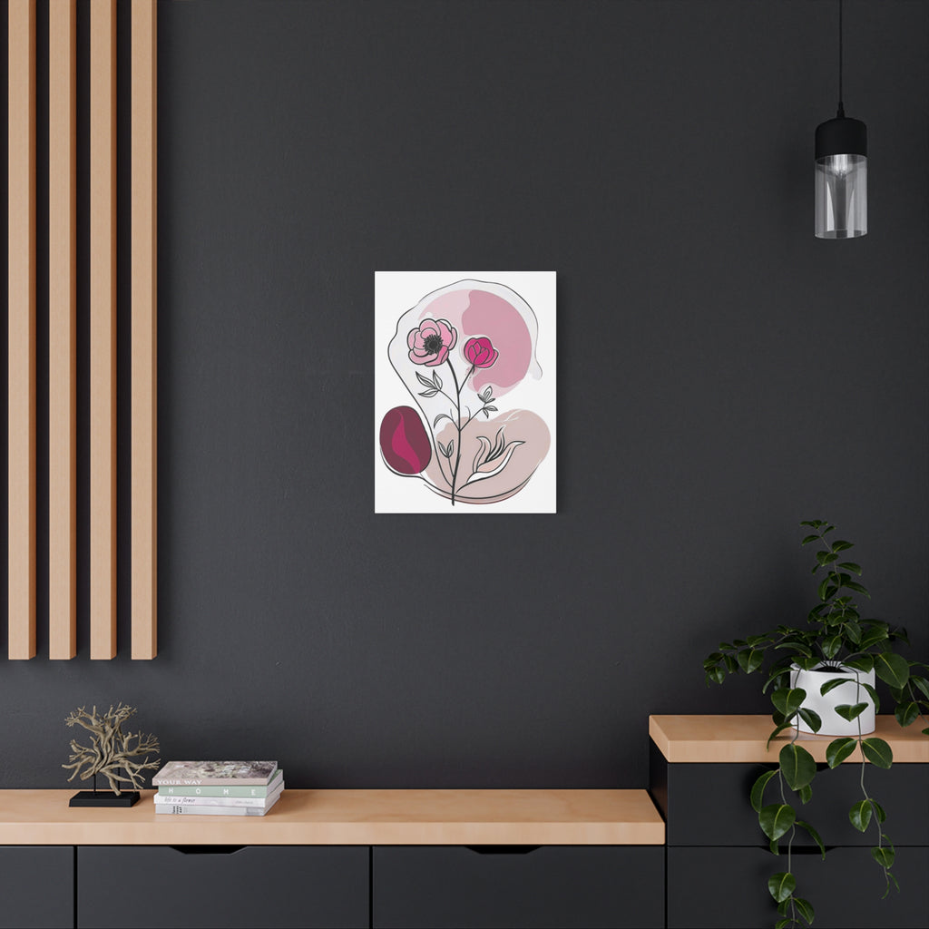 Dark Pink Abstract Floral Wall Art Canvas