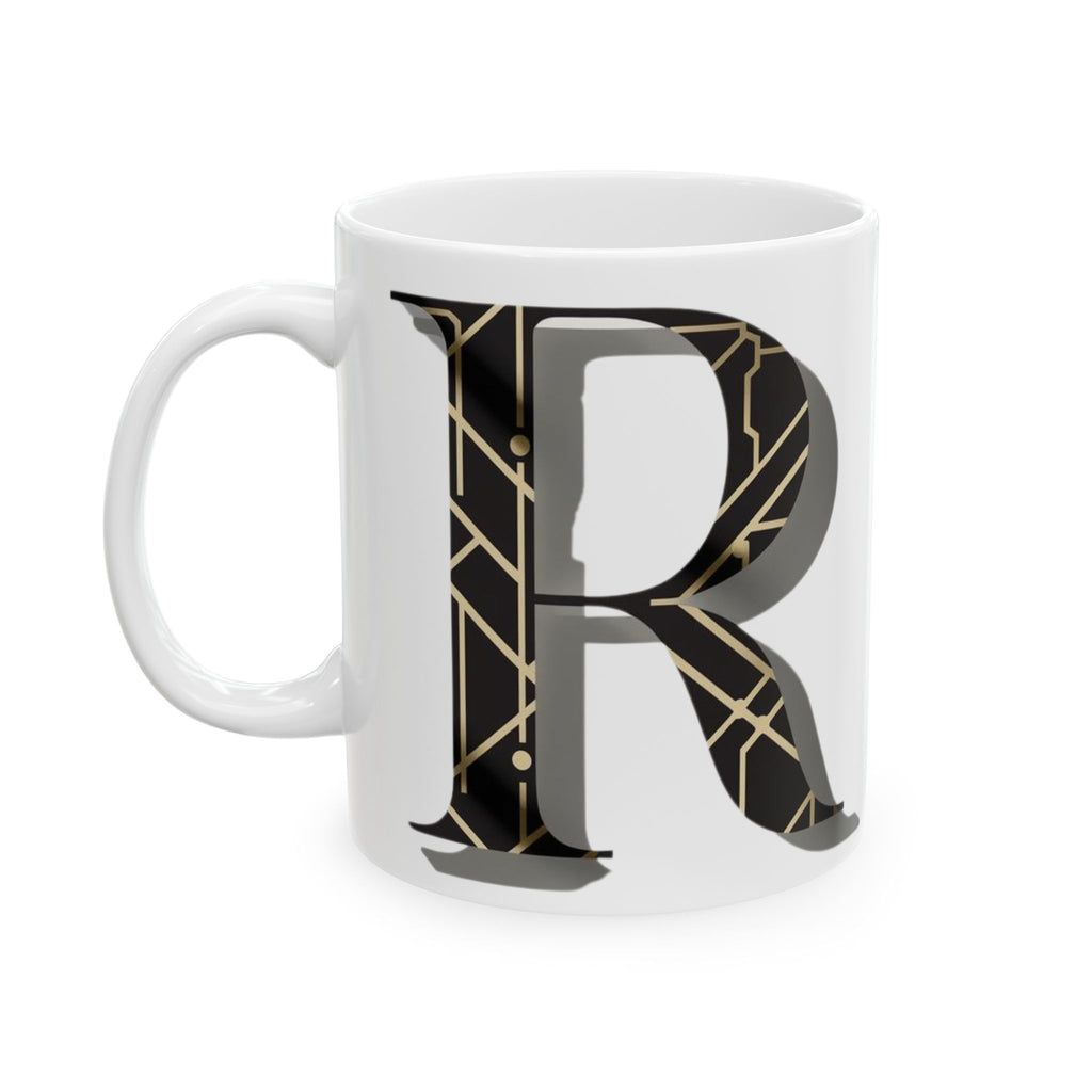 Elegant & Modern Letter R Ceramic Coffee Mug (11oz, 15oz)