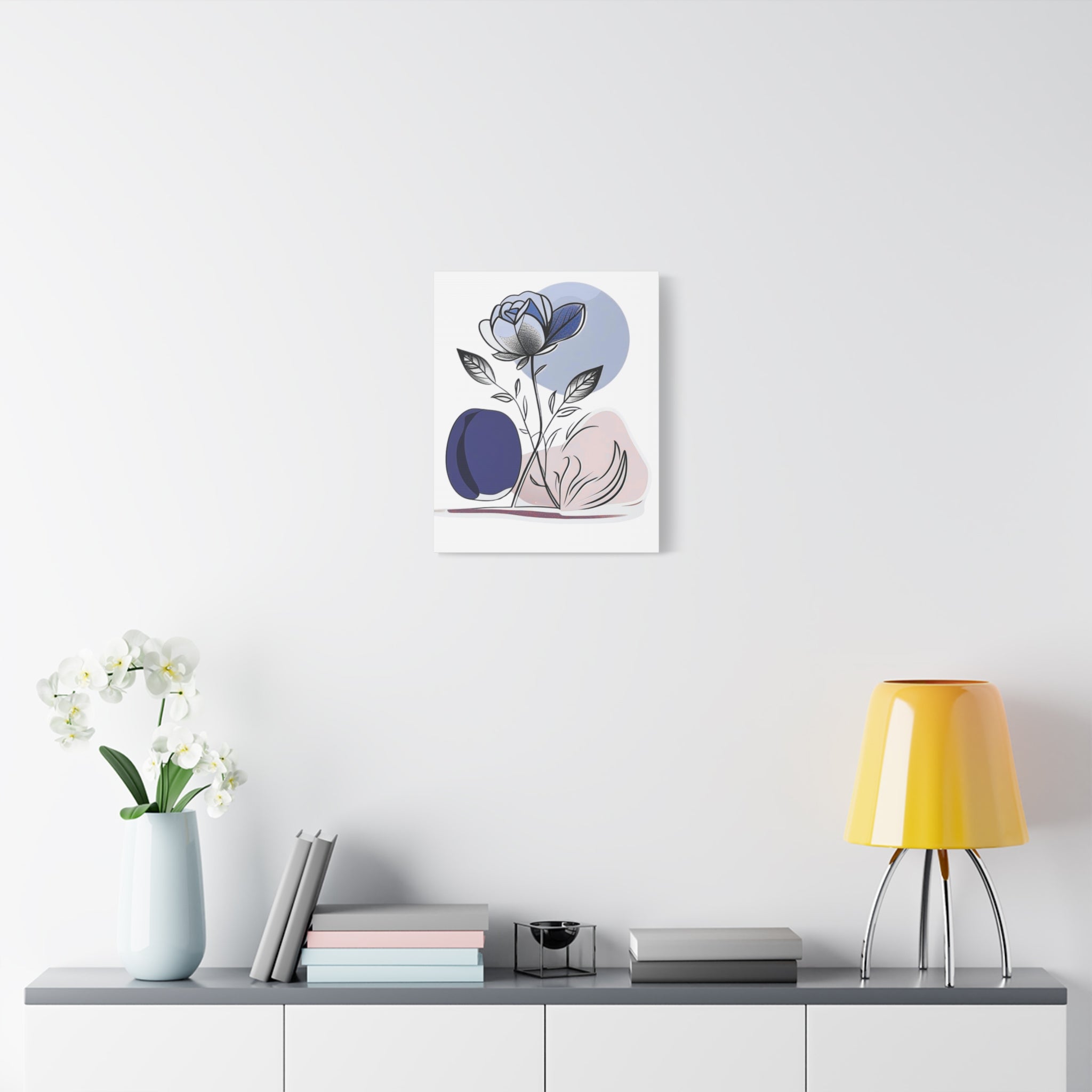 Blue Abstract Floral Wall Art Canvas