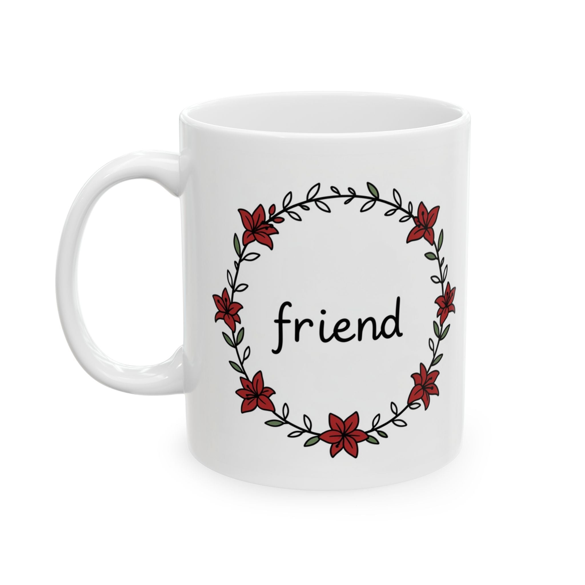 Friendly Floral Vine Ceramic Mug, (11oz, 15oz)