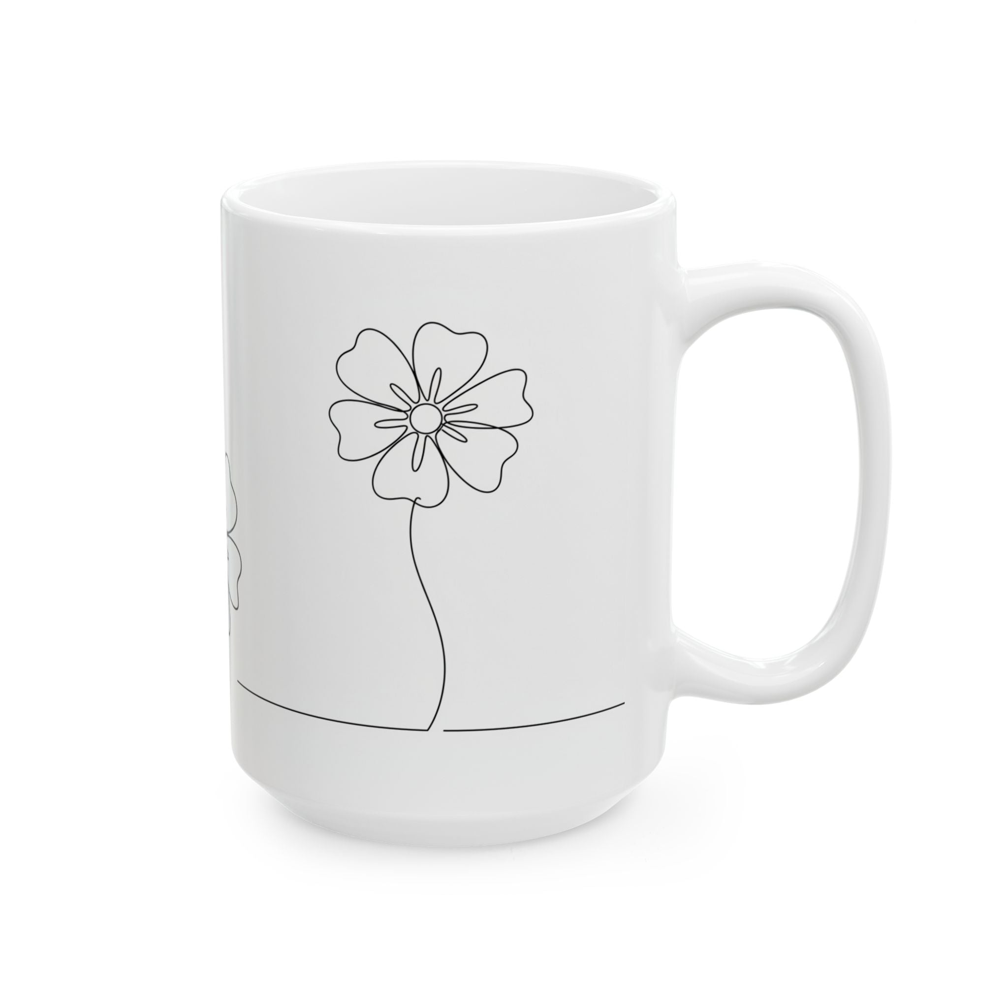 Minimal Art Line Wildflowers Ceramic Coffee Mug (11oz, 15oz)