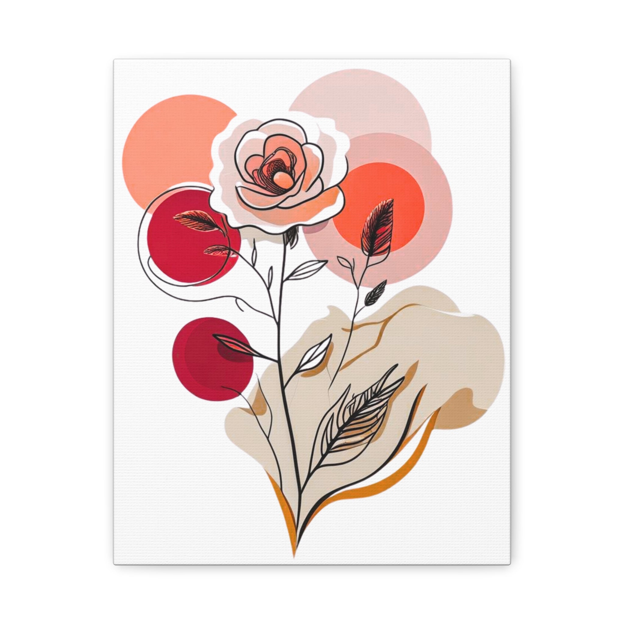 Orange Modern Abstract Floral Canvas Wall Art