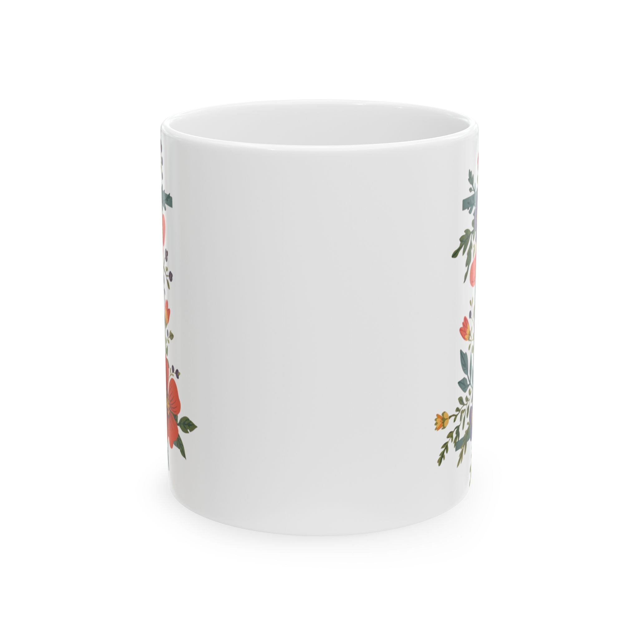 Floral Letter I Ceramic Coffee Mug  (11oz & 15oz)