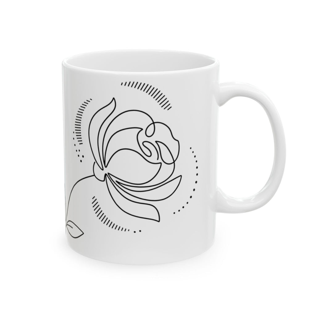 Minimalist Line Art Flower Ceramic Mug
