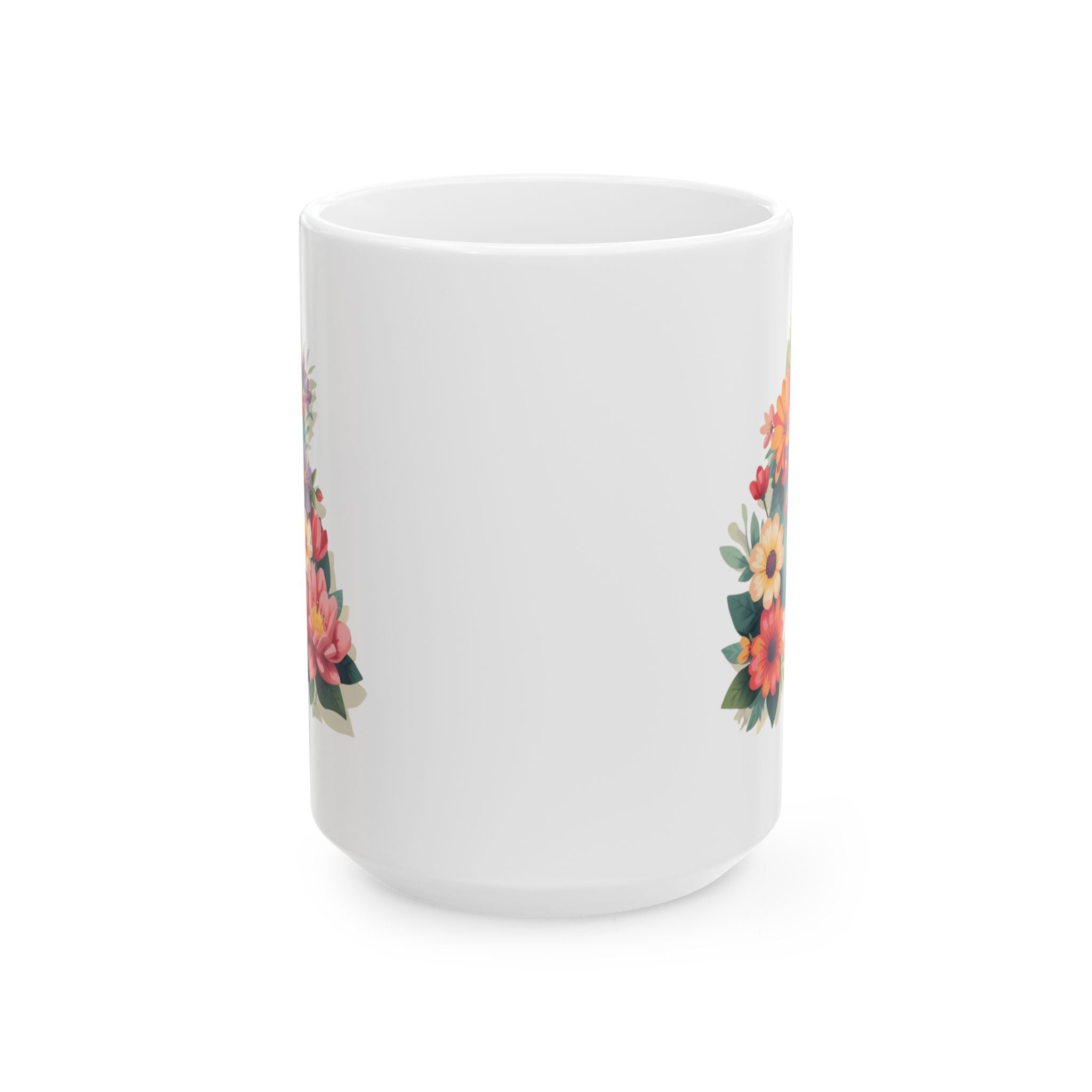 Floral Letter A Ceramic Coffee Mug  (11oz & 15oz)