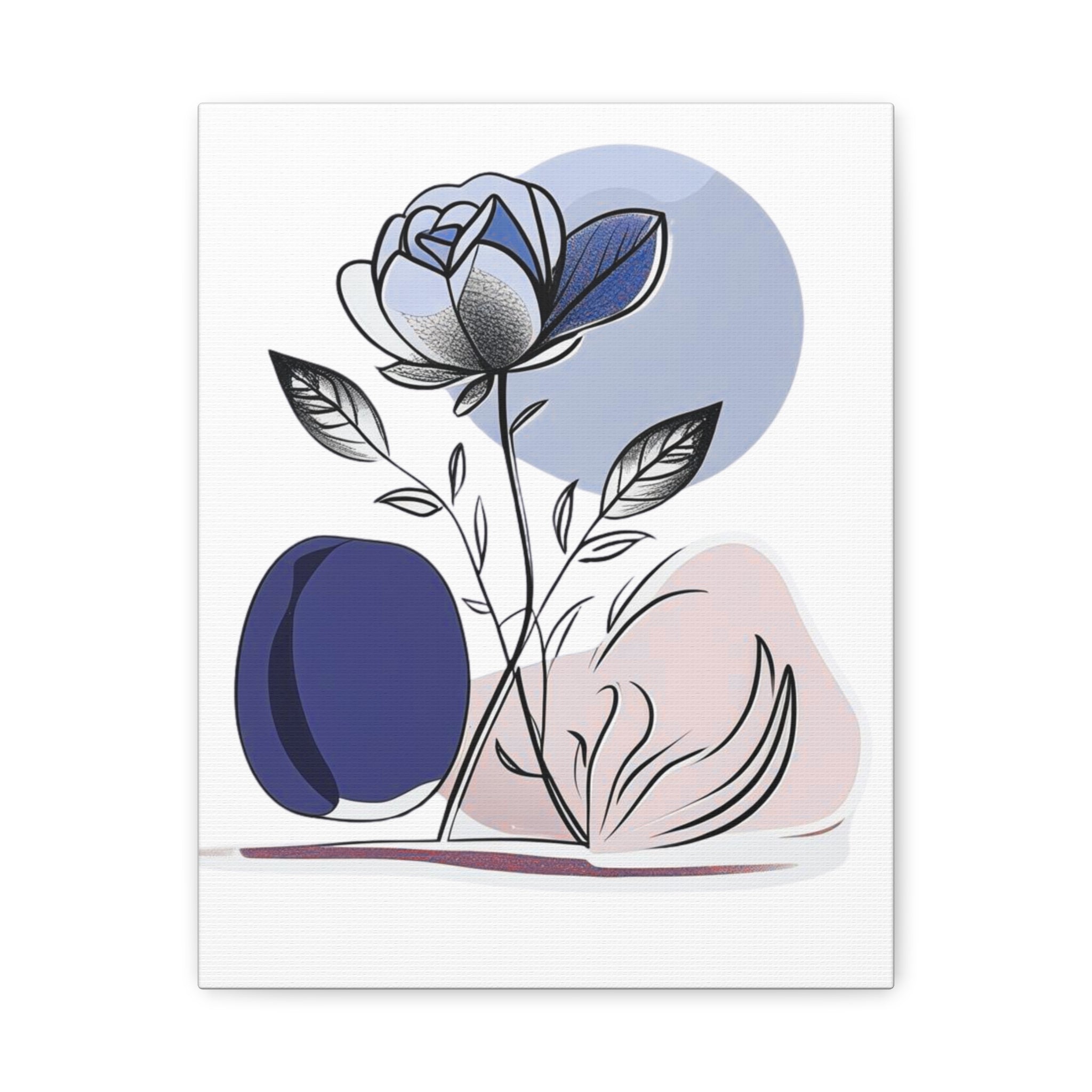 Blue Abstract Floral Wall Art Canvas