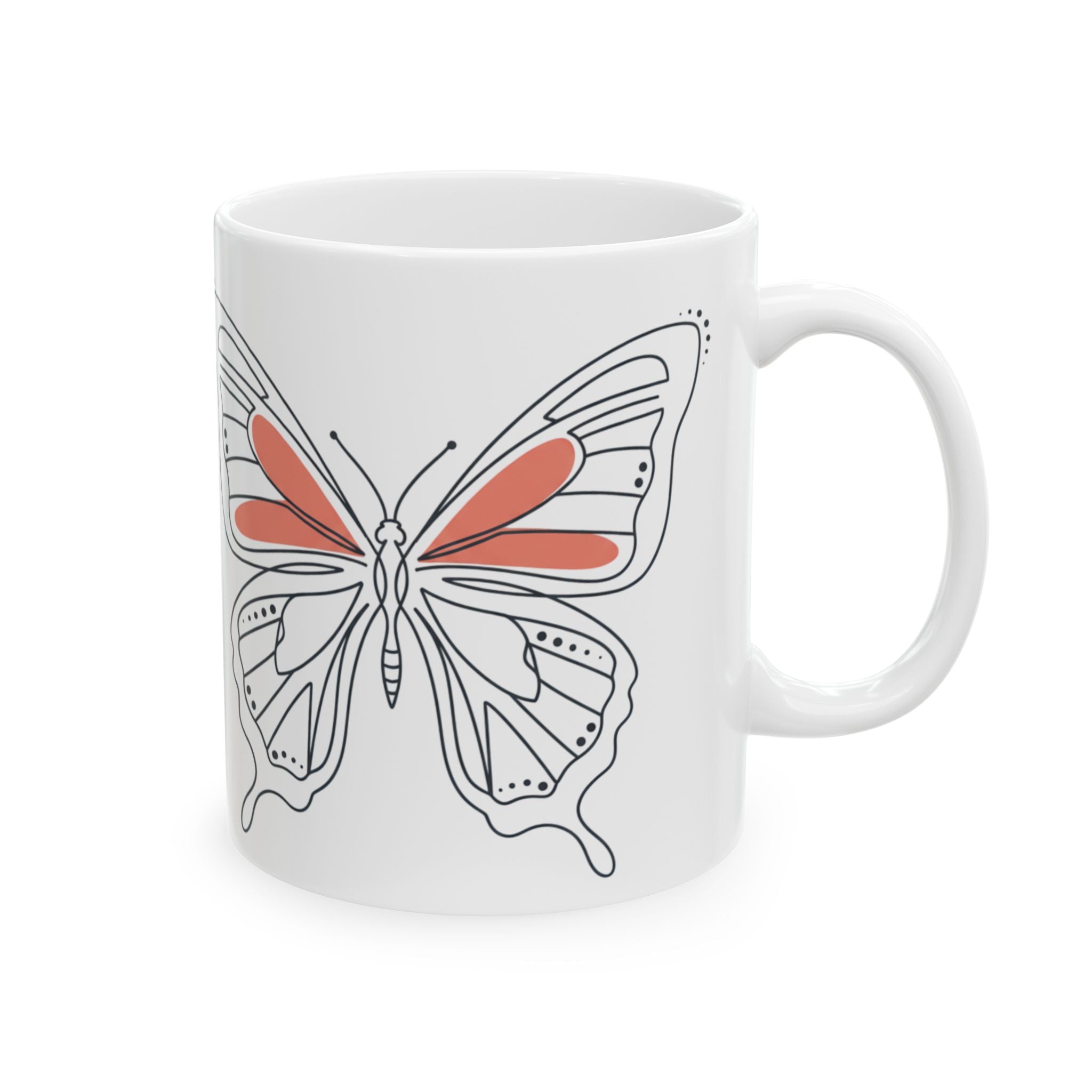 Art Line Butterfly Ceramic Coffee Mug  (11oz, 15oz)