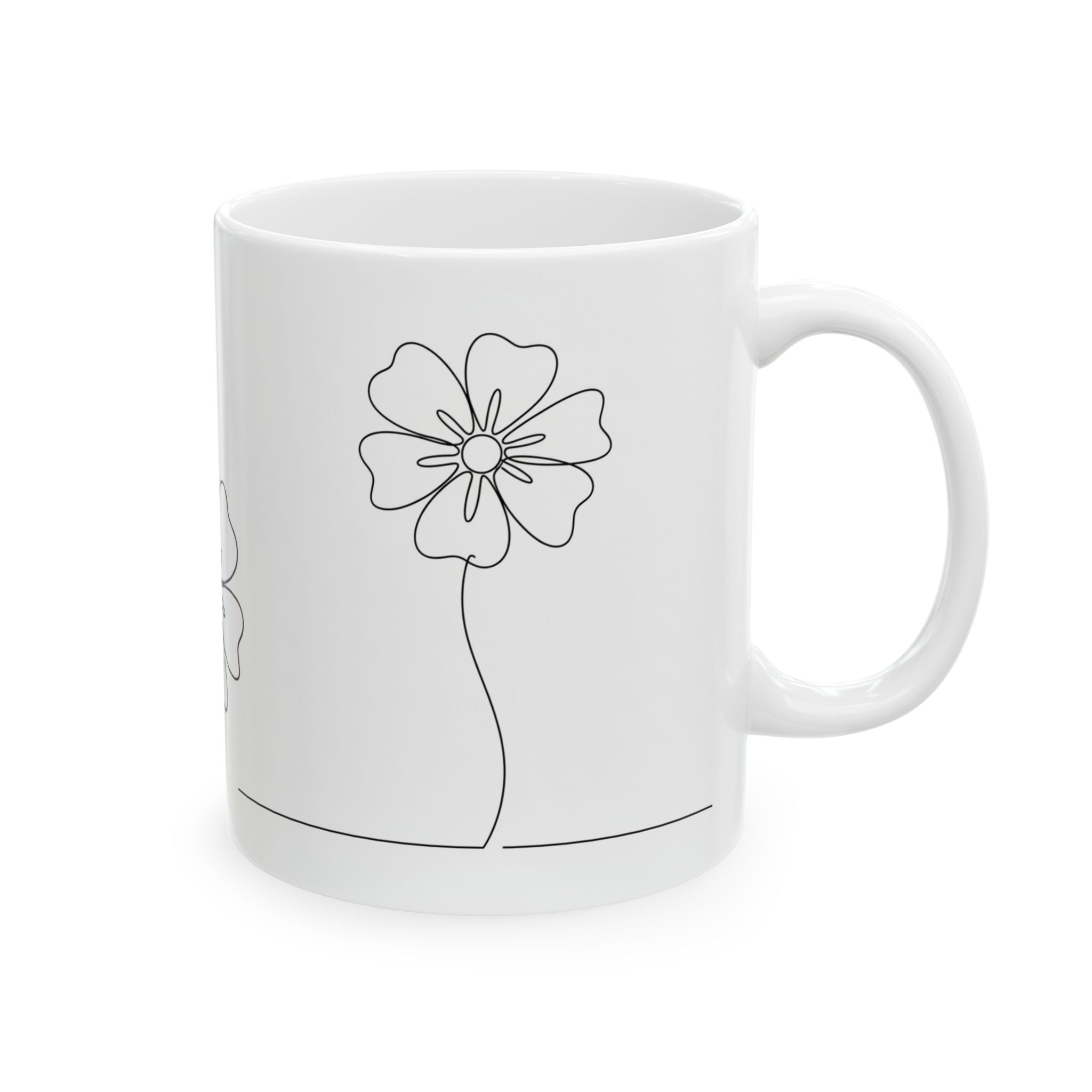 Minimal Art Line Wildflowers Ceramic Coffee Mug (11oz, 15oz)