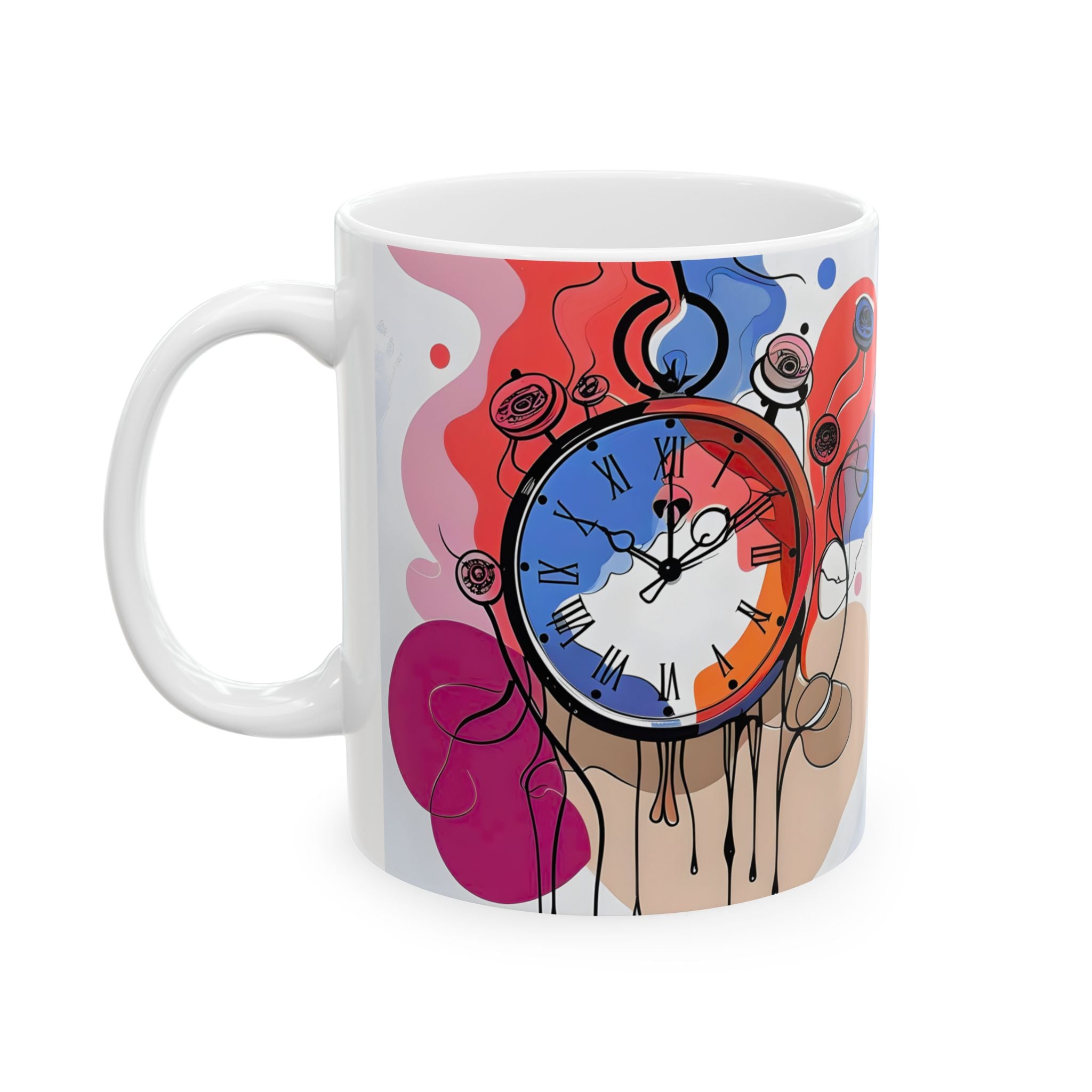 Multicolor Abstract Clock Ceramic Mug 11oz