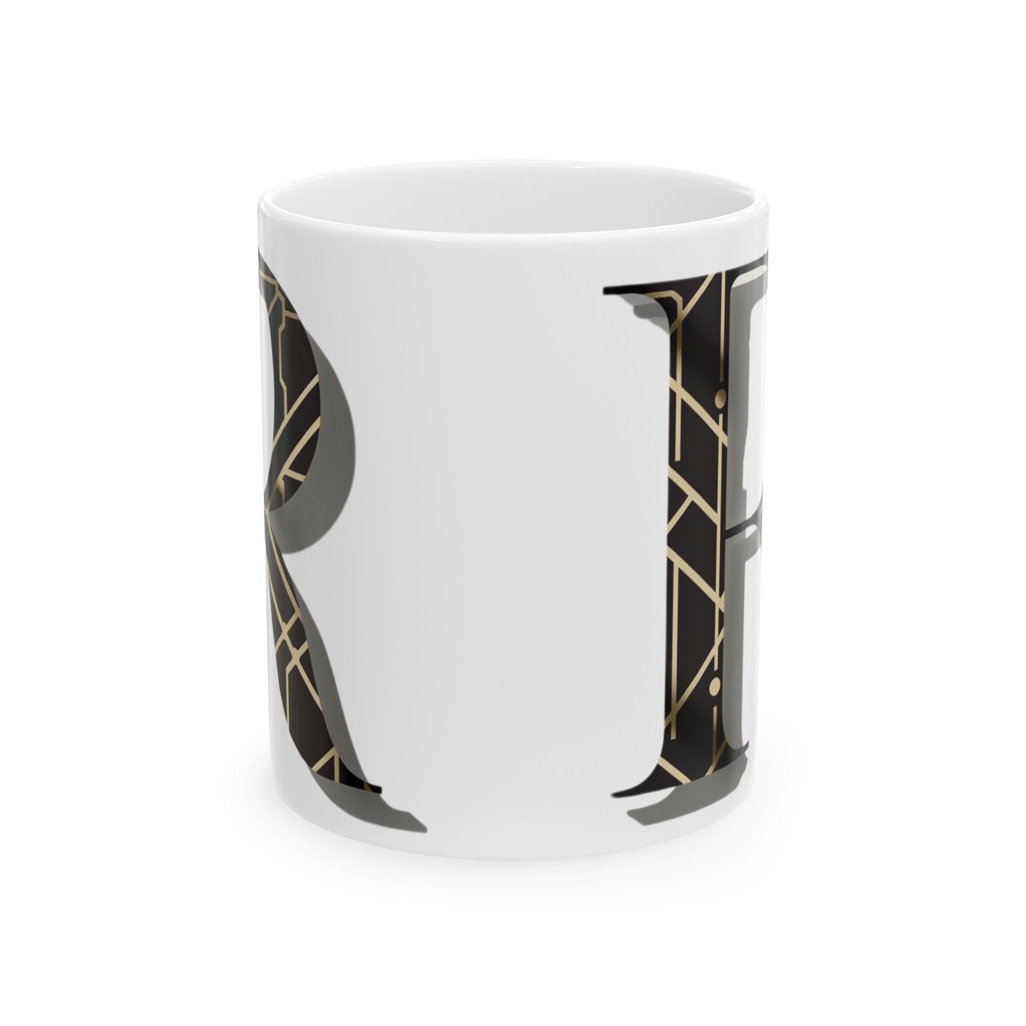 Elegant & Modern Letter R Ceramic Coffee Mug (11oz, 15oz)