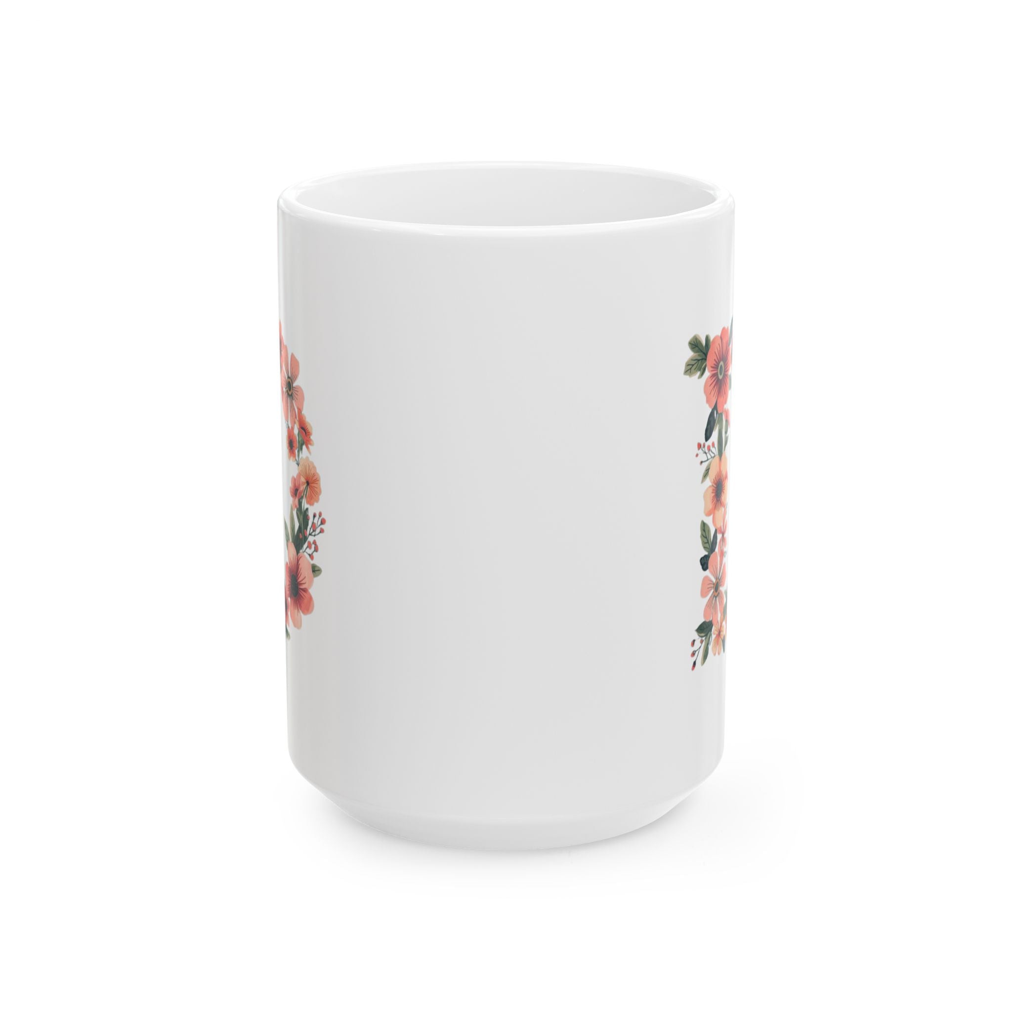 Floral Letter D Ceramic Coffee Mug  (11oz & 15oz)