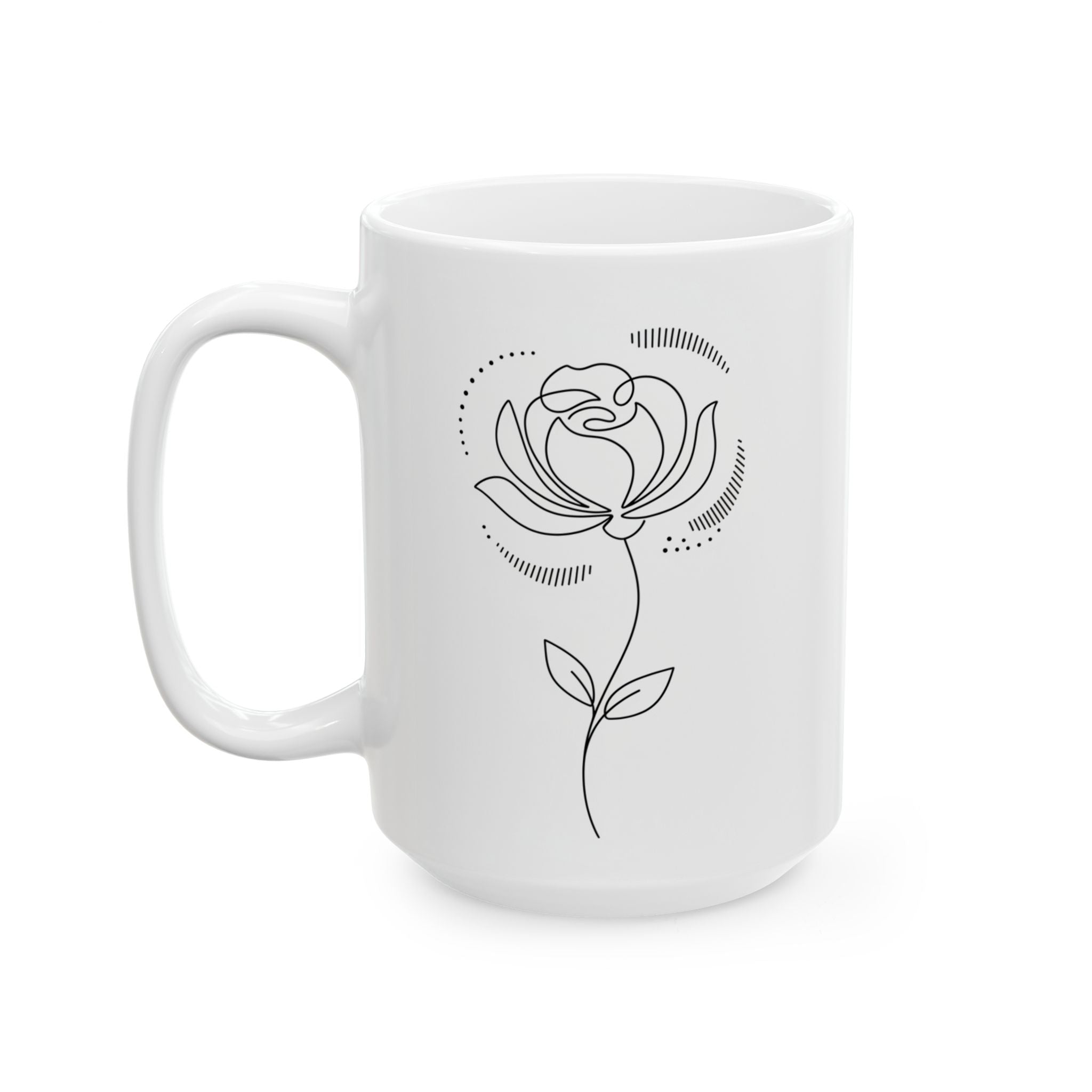 Minimal Line Art Lotus Meditation Ceramic Coffee Mug (11oz/15oz)