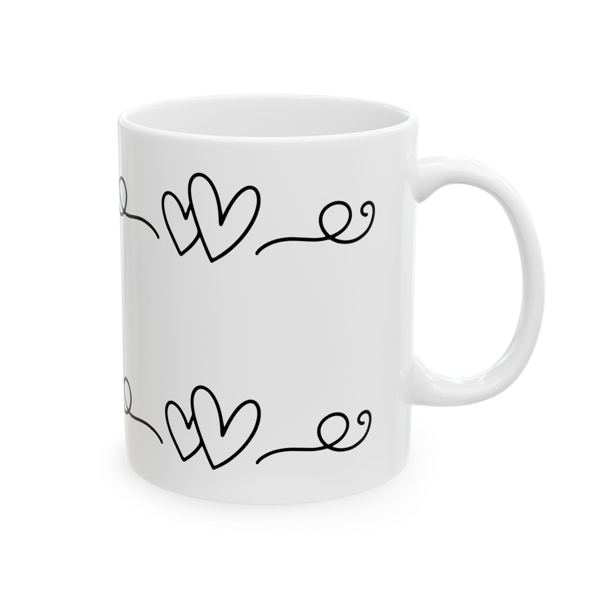 Minimal Heart Swirl Ceramic Coffee Mug (11oz, 15oz)
