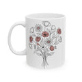 Floral Line Art Ceramic Coffee Mug with a bouquet of roses (11oz & 15oz)