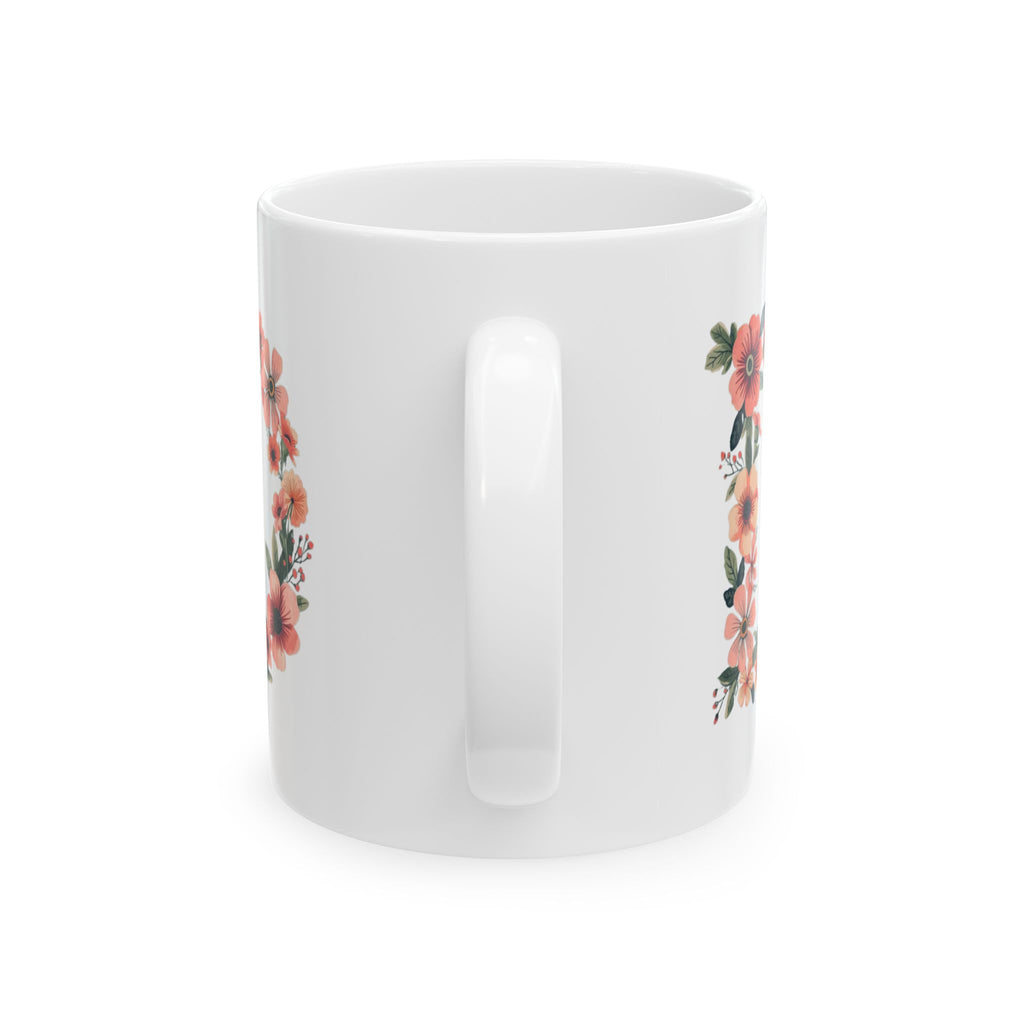 Floral Letter D Ceramic Coffee Mug  (11oz & 15oz)