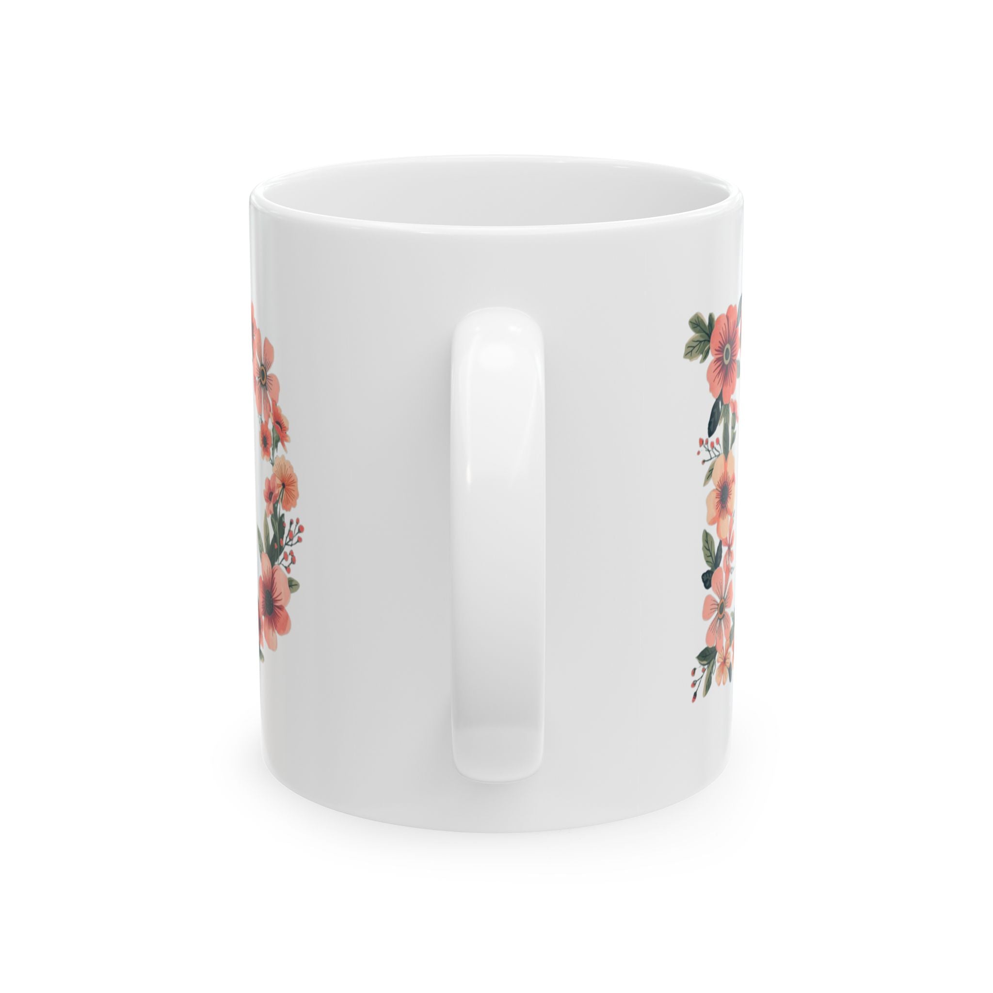 Floral Letter D Ceramic Coffee Mug  (11oz & 15oz)
