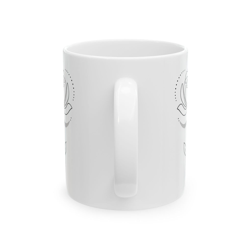 Minimal Line Art Lotus Meditation Ceramic Coffee Mug (11oz/15oz)