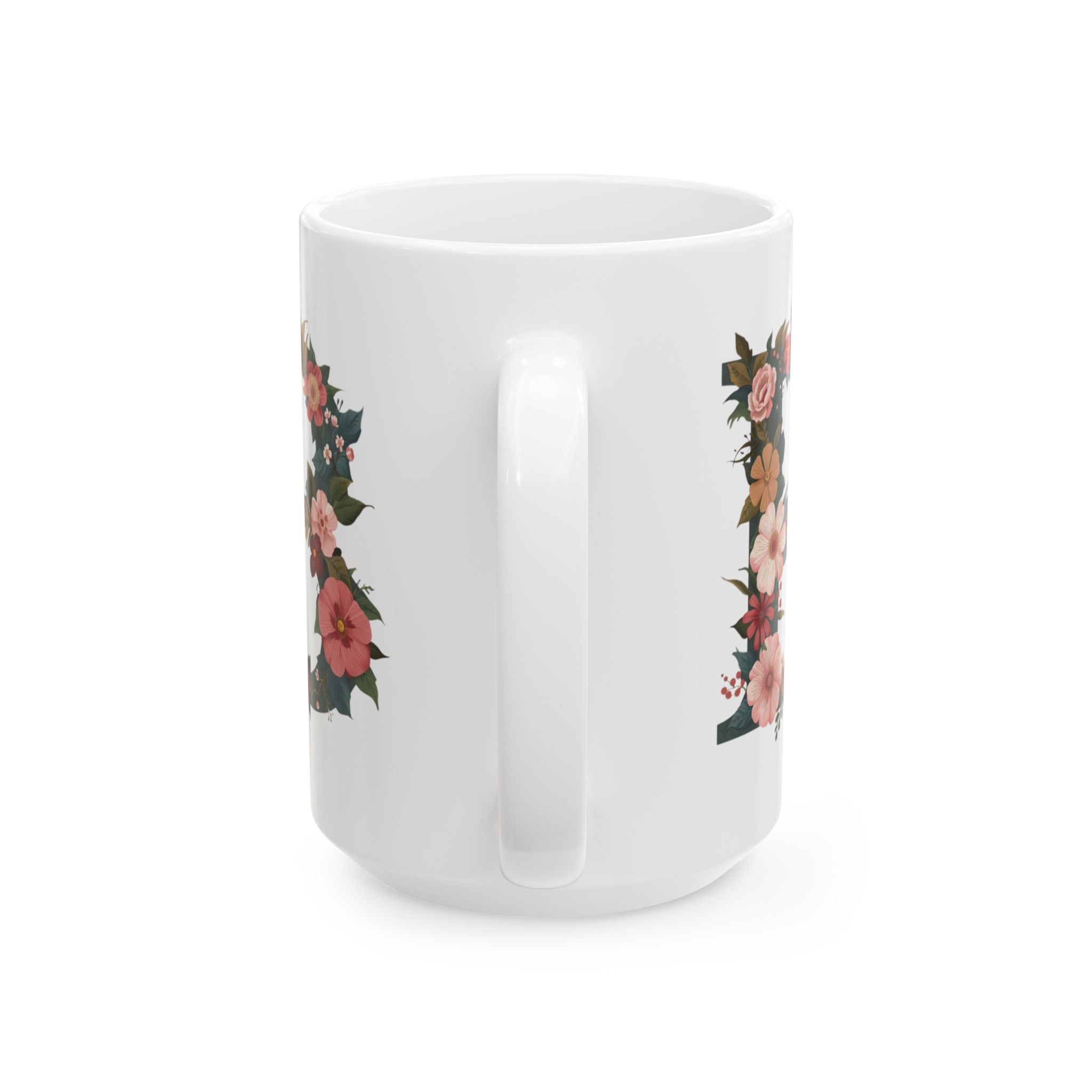 Floral Letter B Ceramic Coffee Mug  (11oz & 15oz)