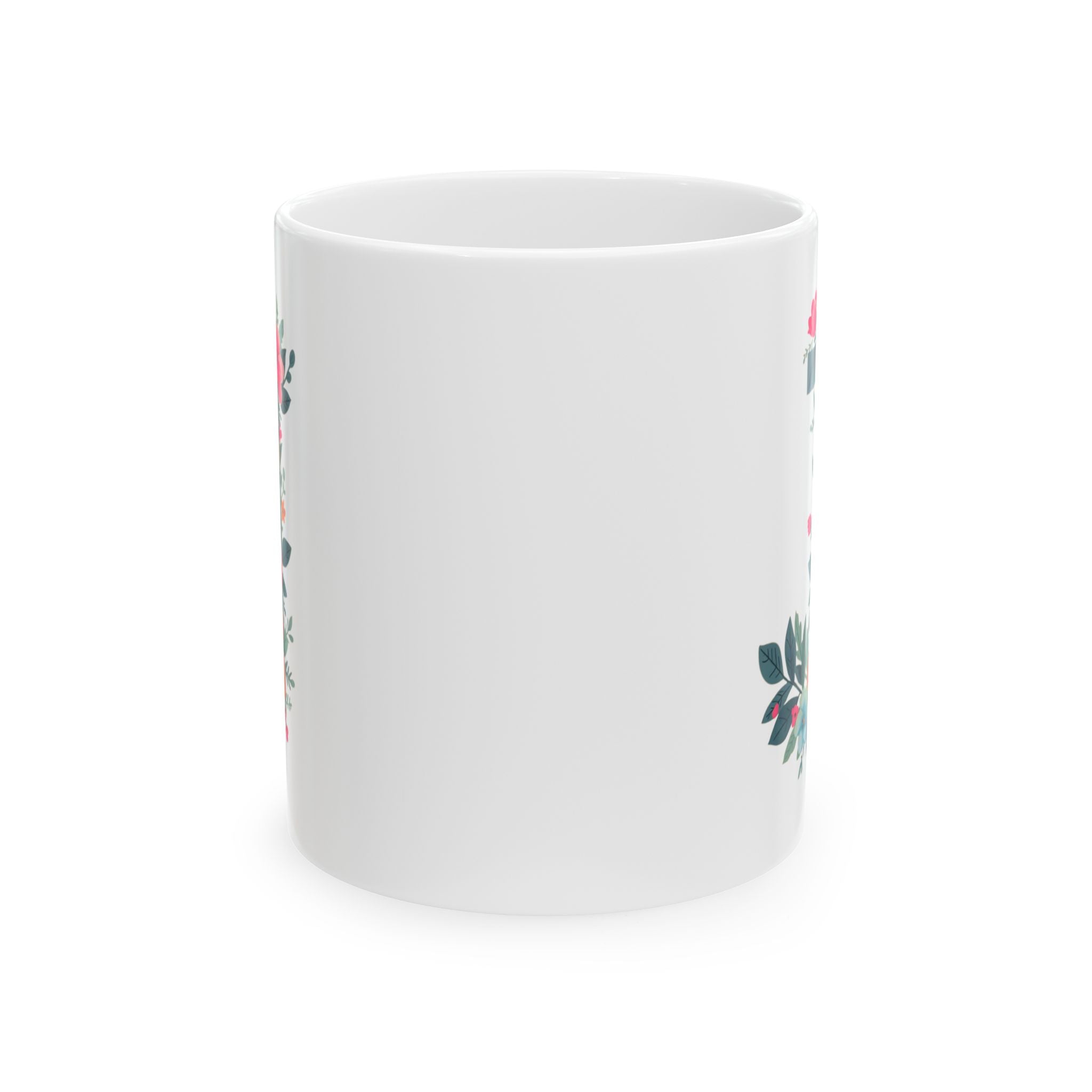 Floral Letter J Ceramic Coffee Mug (11oz, 15oz)