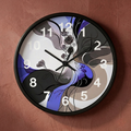 Decorative wall clock with artistic design on a brown background