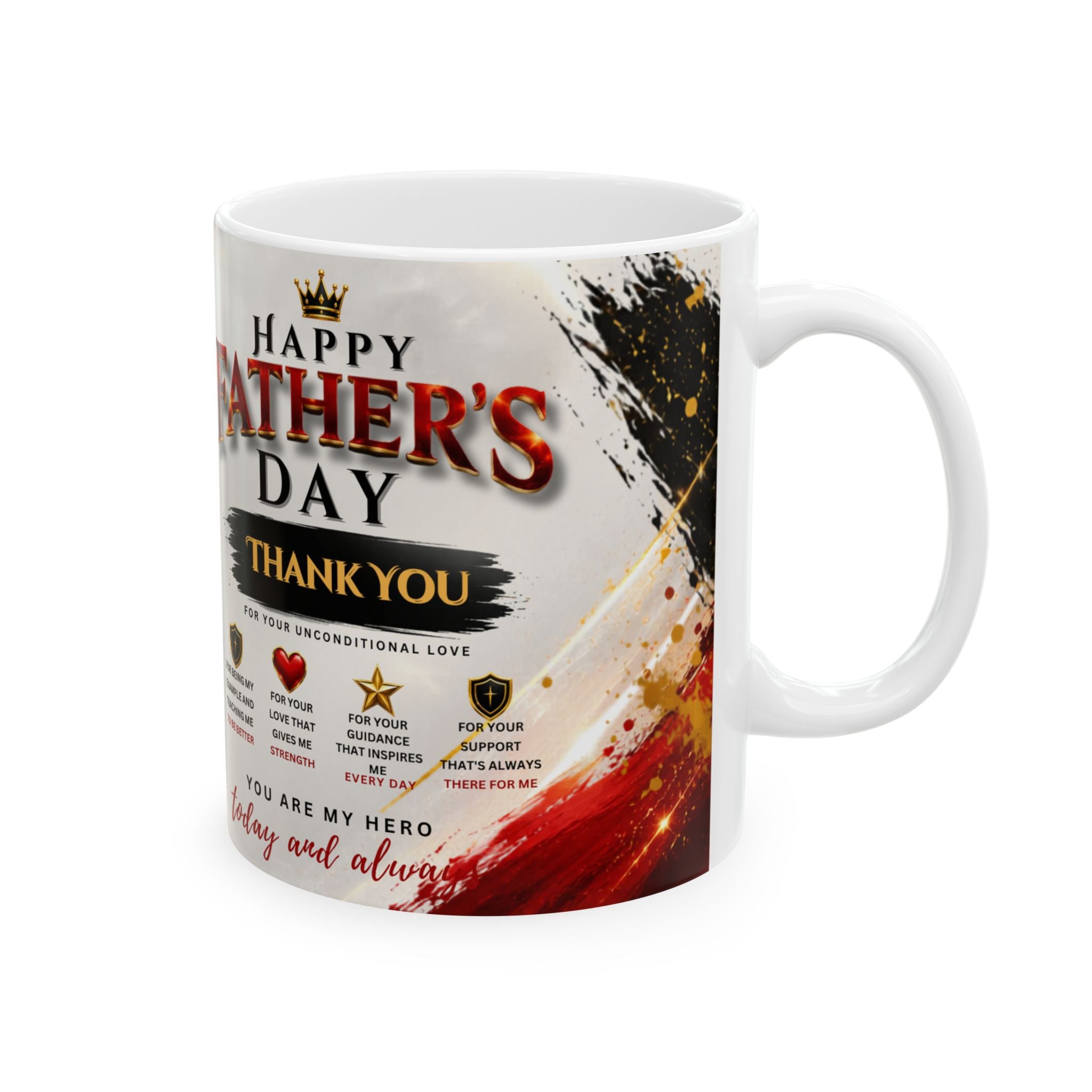 Mug with Father's Day message and design on a white background