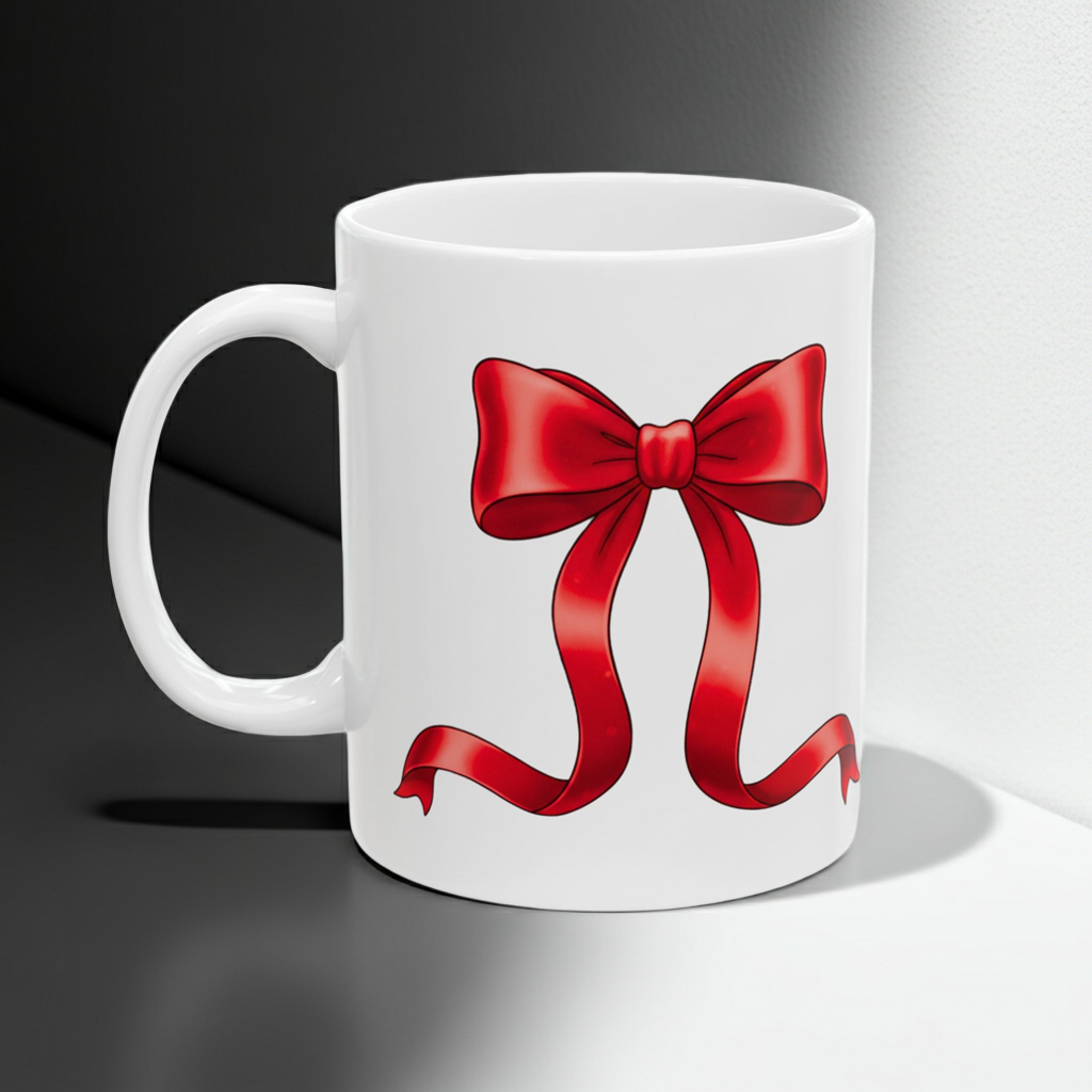 Red Ribbon Ceramic Coffee Mug (11oz, 15oz)