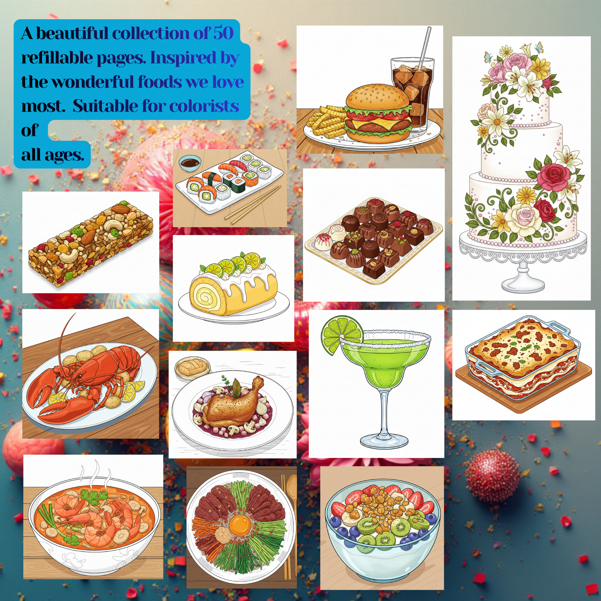 My Favorite Food: Coloring E-Book. Descargable PDF