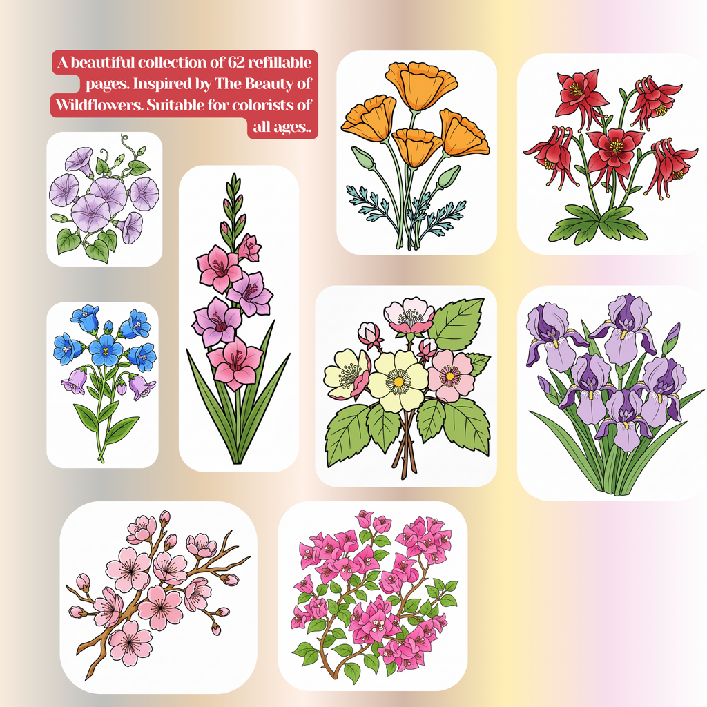 The Beauty of Wildflowers: Coloring E-book/ PDF.