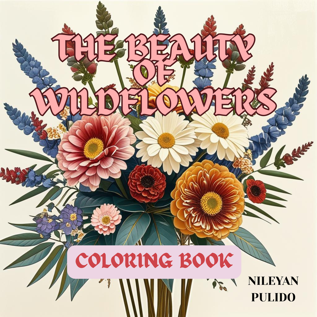 Book cover of 'The Beauty of Wildflowers' coloring book with floral design and text.