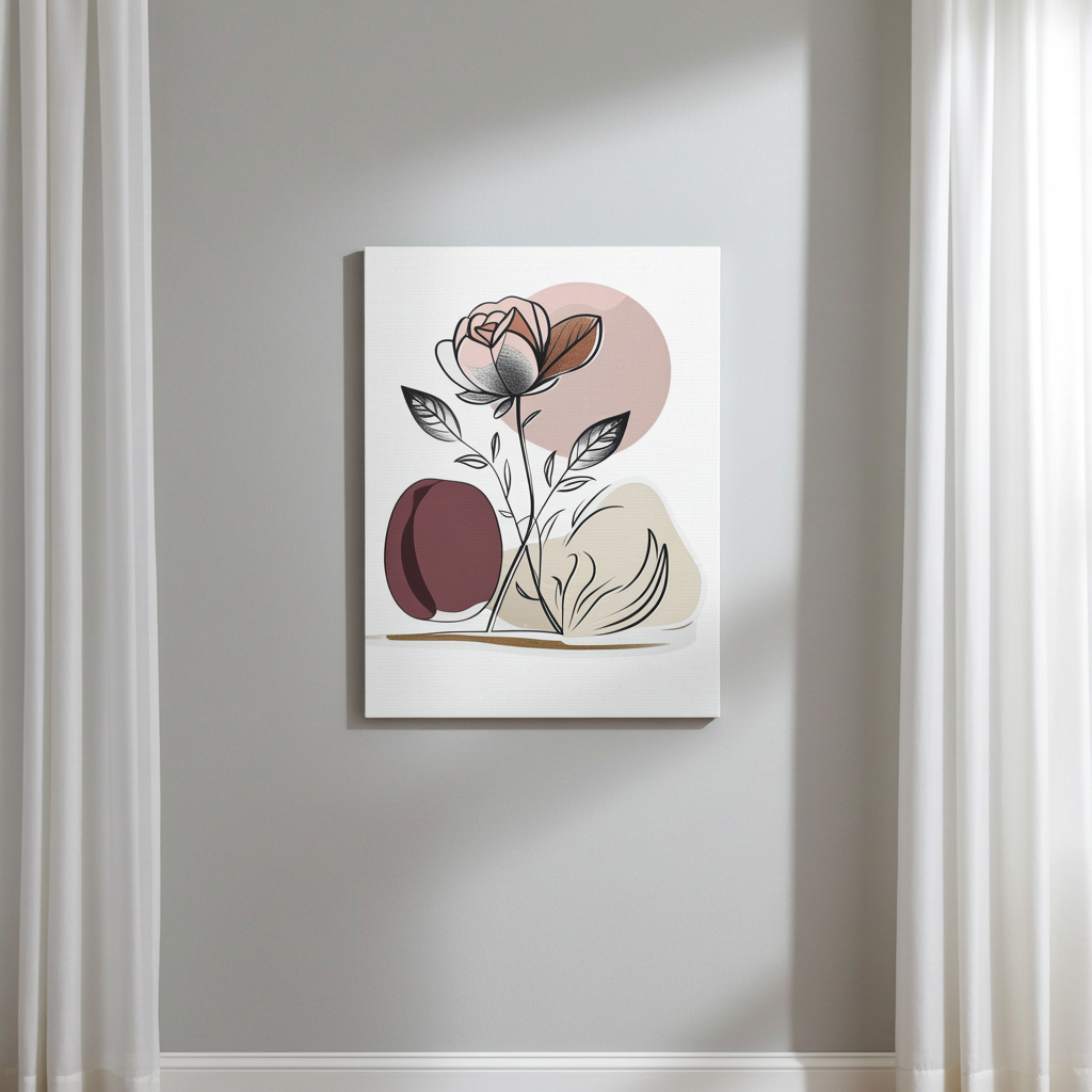 Brown Abstract Floral Wall Art Canvas