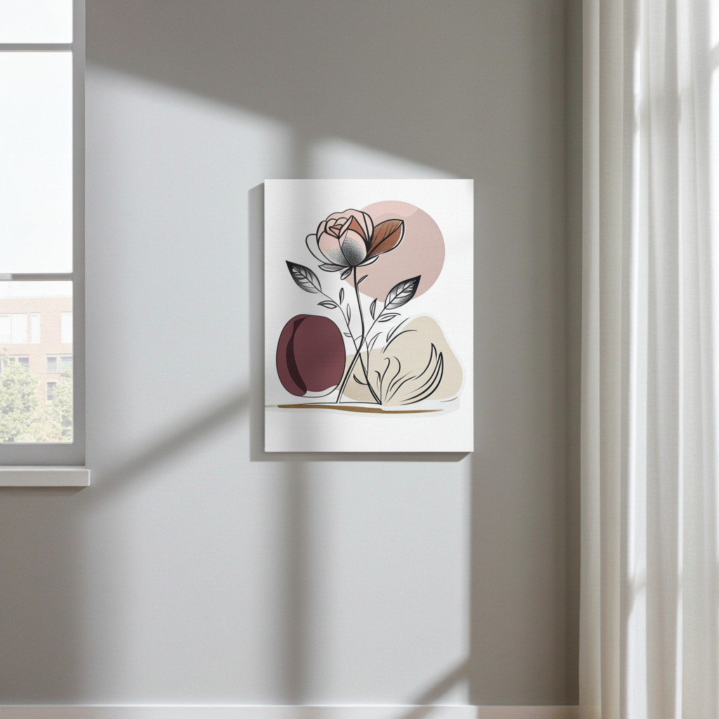 Brown Abstract Floral Wall Art Canvas